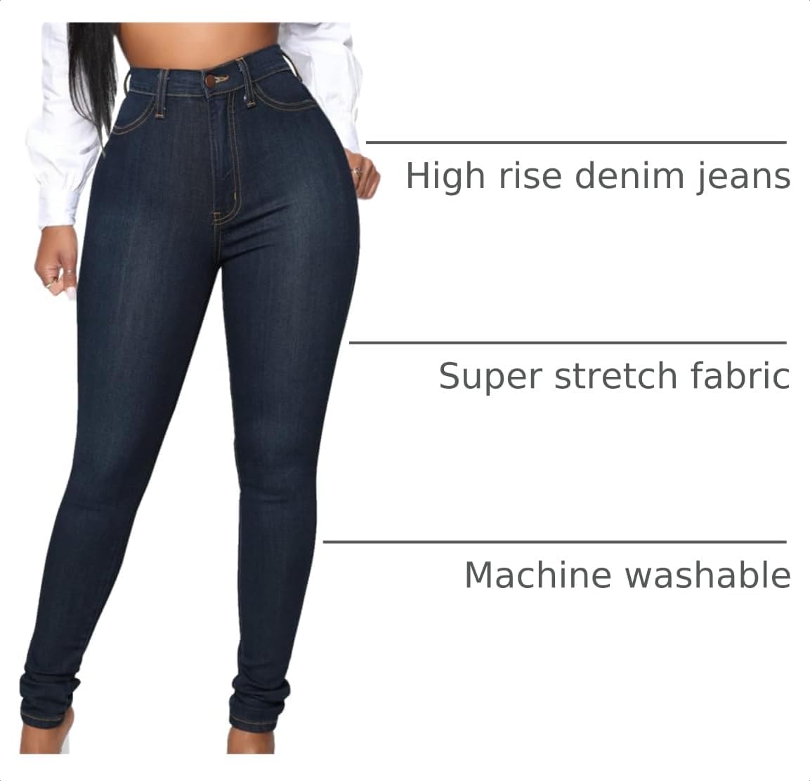 Thumbnail 3 de KUNMI Womens Classic High Waisted Skinny Stretch Butt Lifting Jeans (Slim Fit Denim Pants)