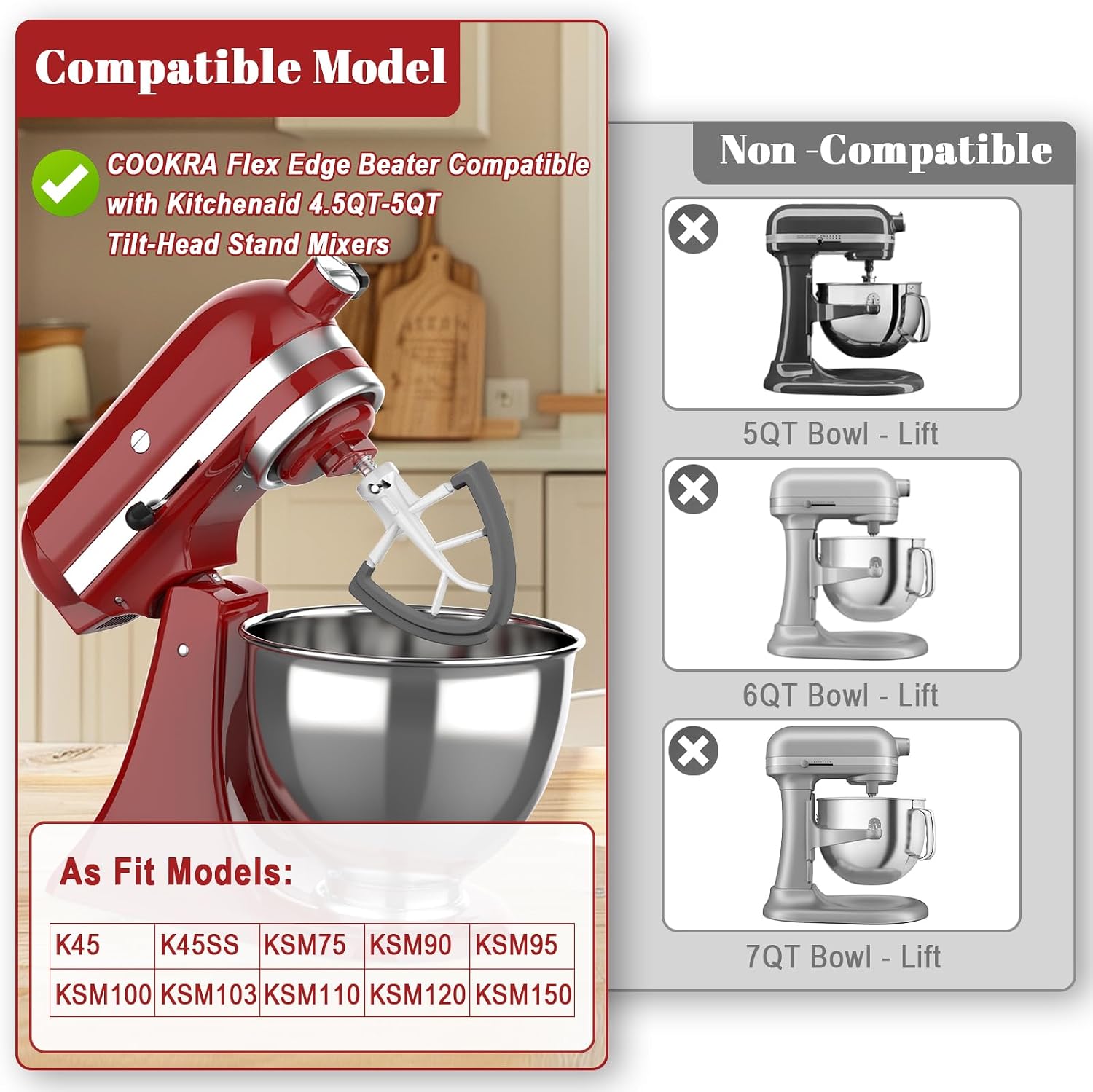Thumbnail 3 de KitchenAid-compatible flex edge beater with silicone edges