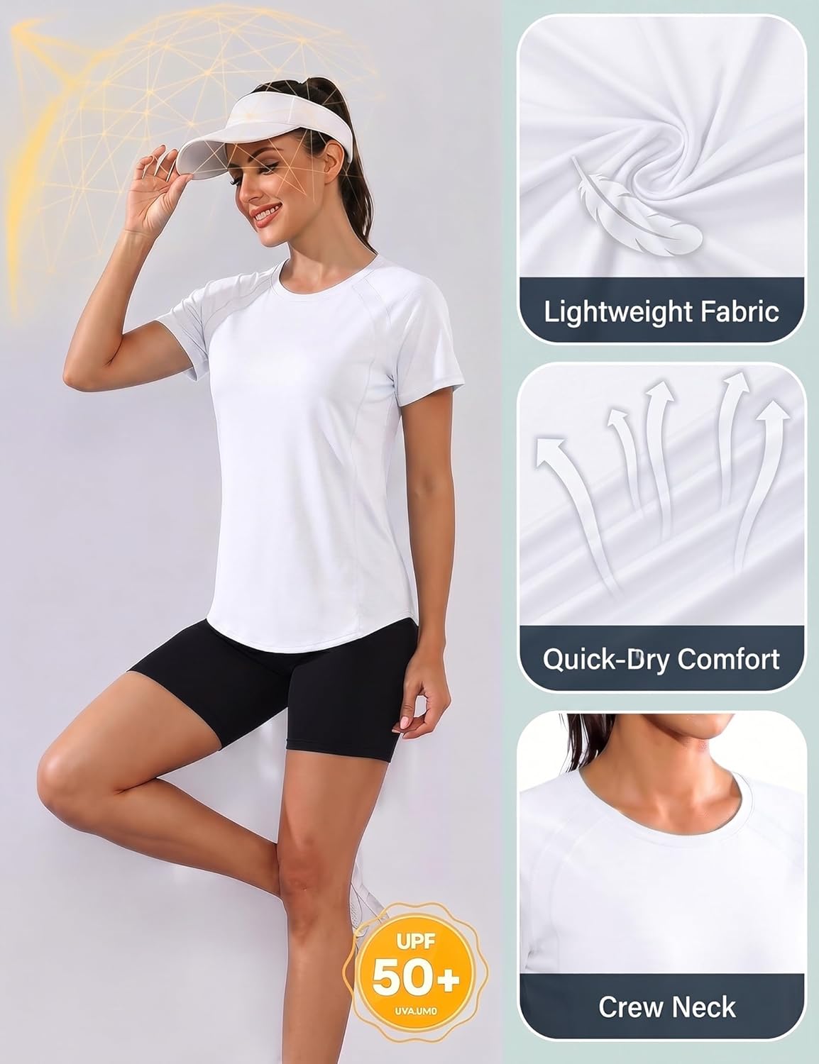 Detalle de Gyabnw UV-Schutz Funktionsshirt Damen – Atmungsaktives Kurzarm-Shirt für Laufen, Wandern und Yoga