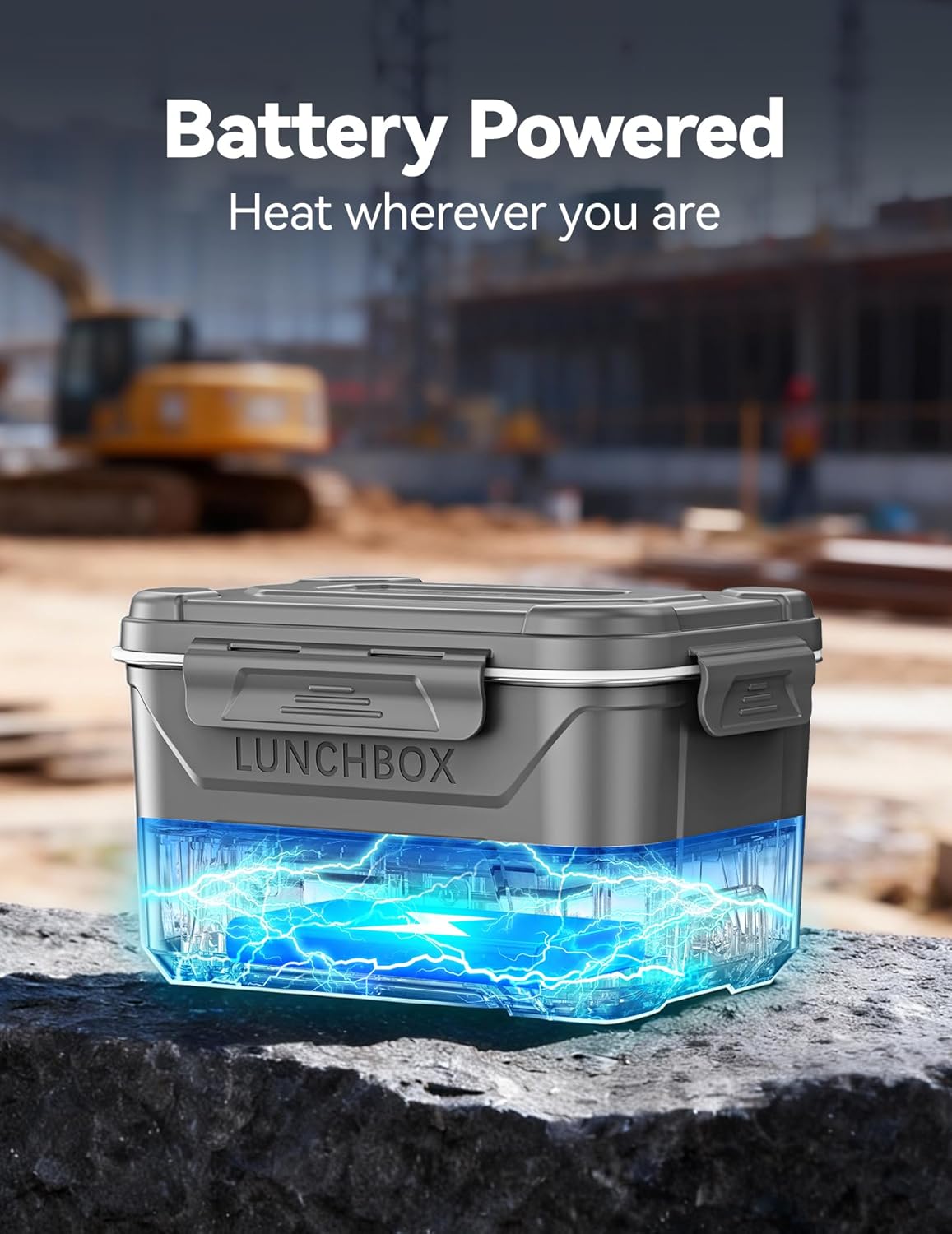 Thumbnail 1 de EAST OAK Heated Lunch Box (Grey) – Cordless 5.5-Cup Rechargeable Electric Food Warmer
