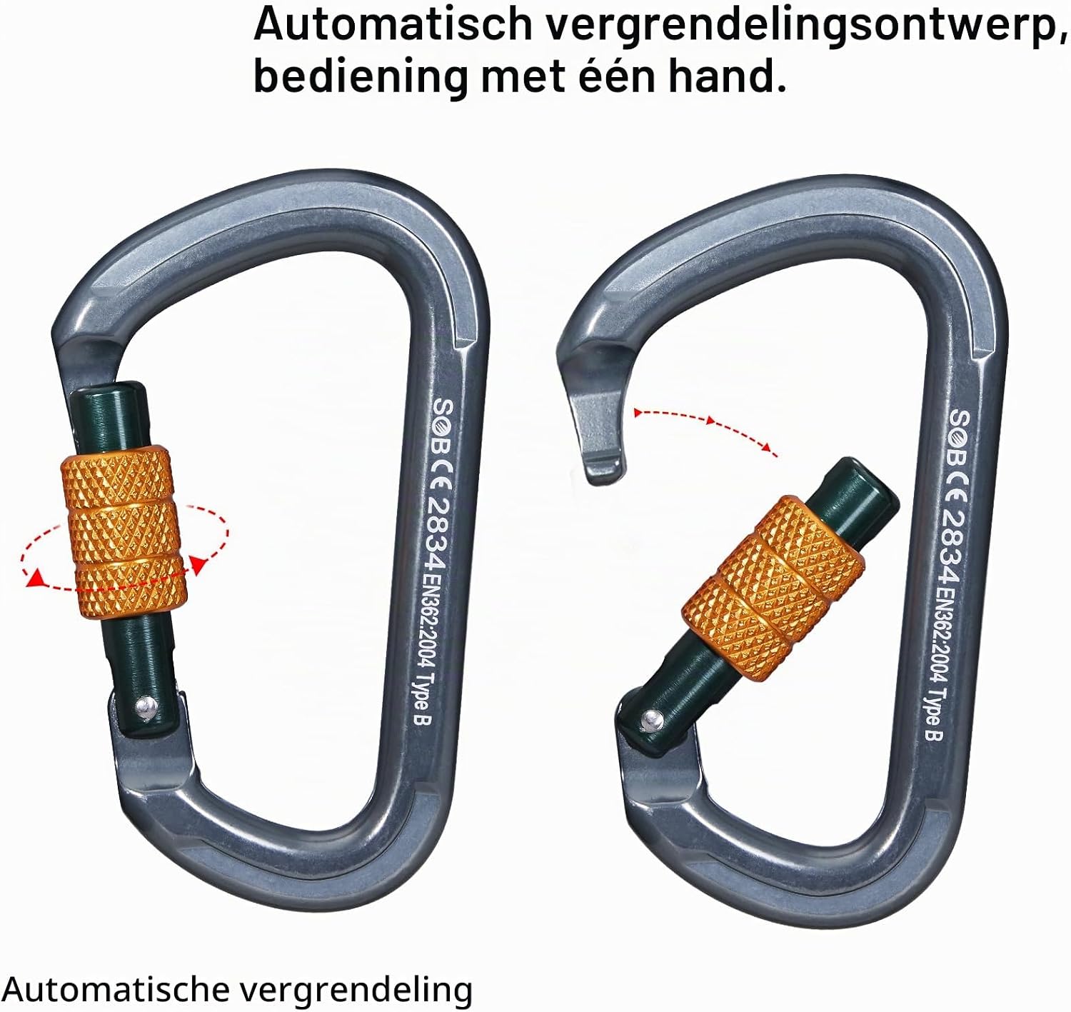 Detalle de SOB 28KN klimkarabijnhaken van 7075-aluminium met schroefsluiting