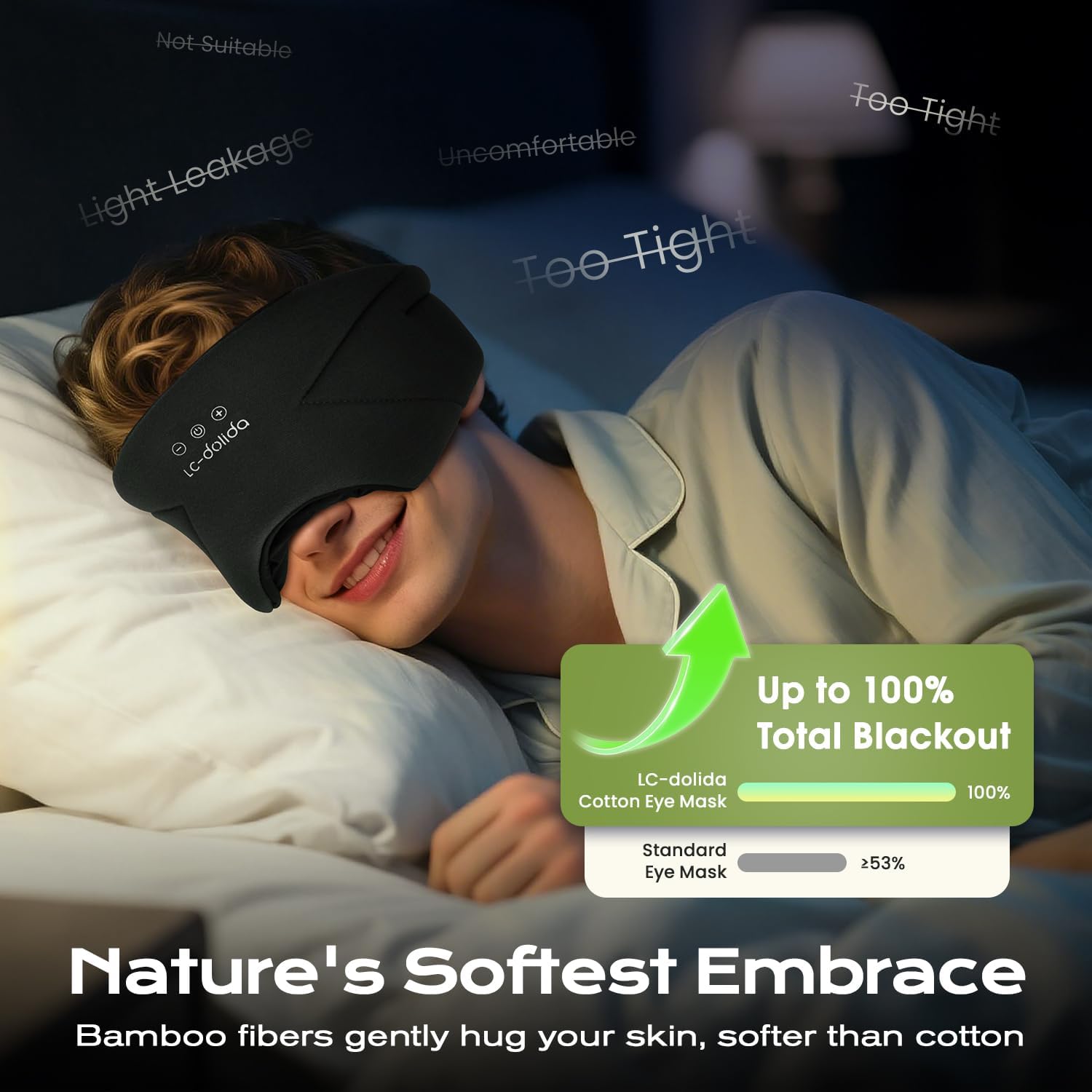 Thumbnail 2 de LC-dolida Bluetooth Sleep Mask Headphones 100% Blackout 😴