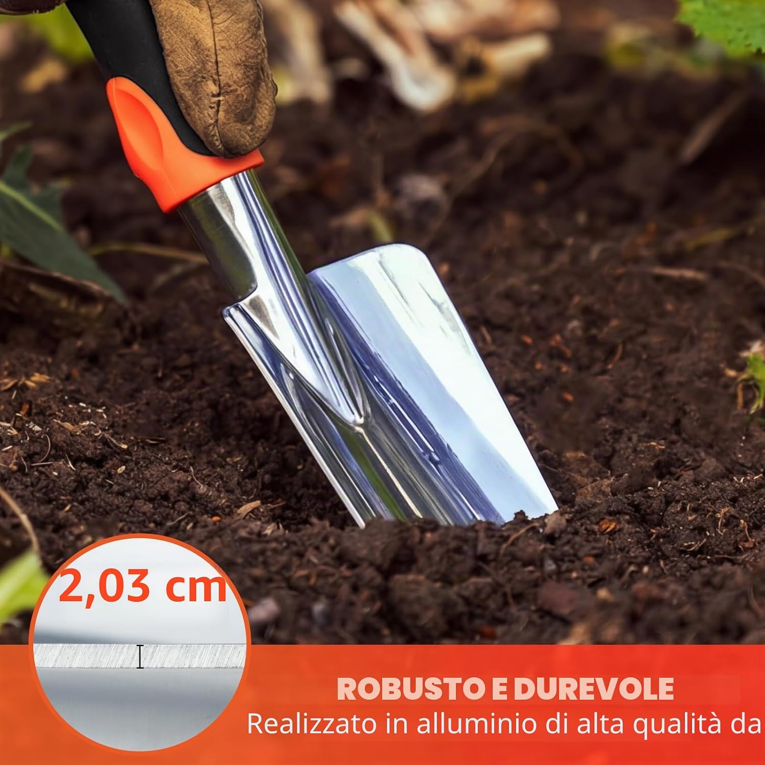 Detalle 2 de Bamworld: Set di 3 Attrezzi da Giardino in Lega di Alluminio con Impugnatura Ergonomica
