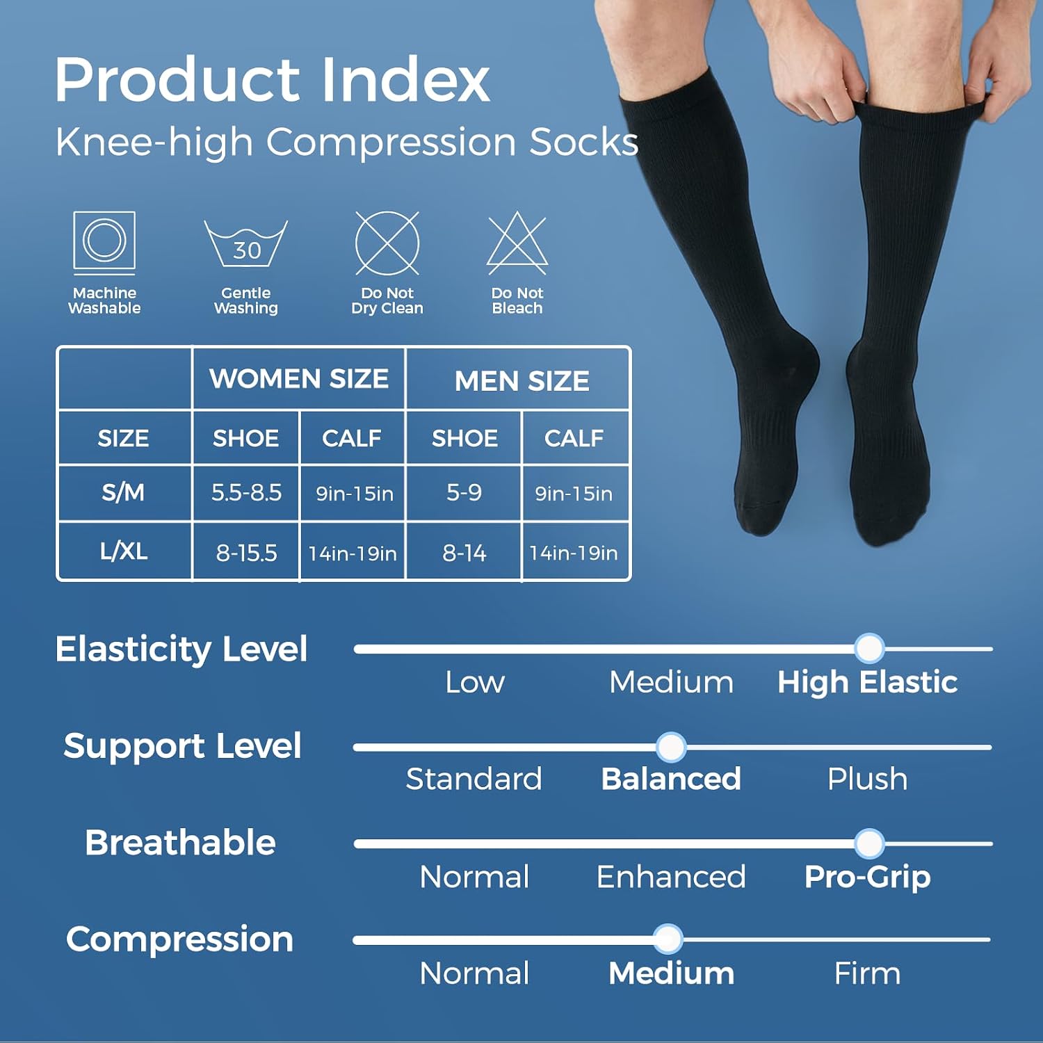 Thumbnail 6 de FITFEL Compression Socks, Knee-High 15–20 mmHg Graduated Support, 3 Pairs