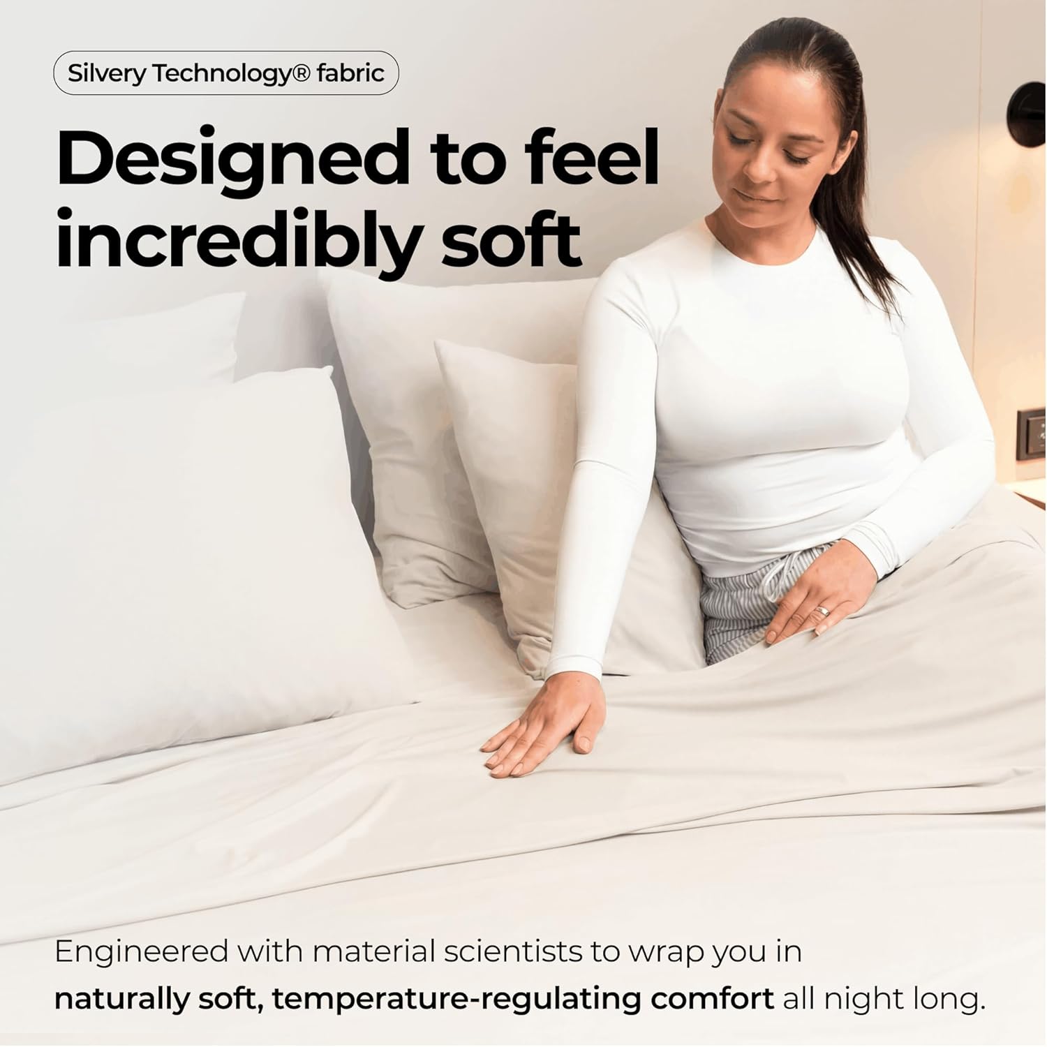 Thumbnail 2 de Silvery Silver Infused Bed Sheets Set — Ultra-Soft, Temperature-Regulating with Self-C Cleaning Technology