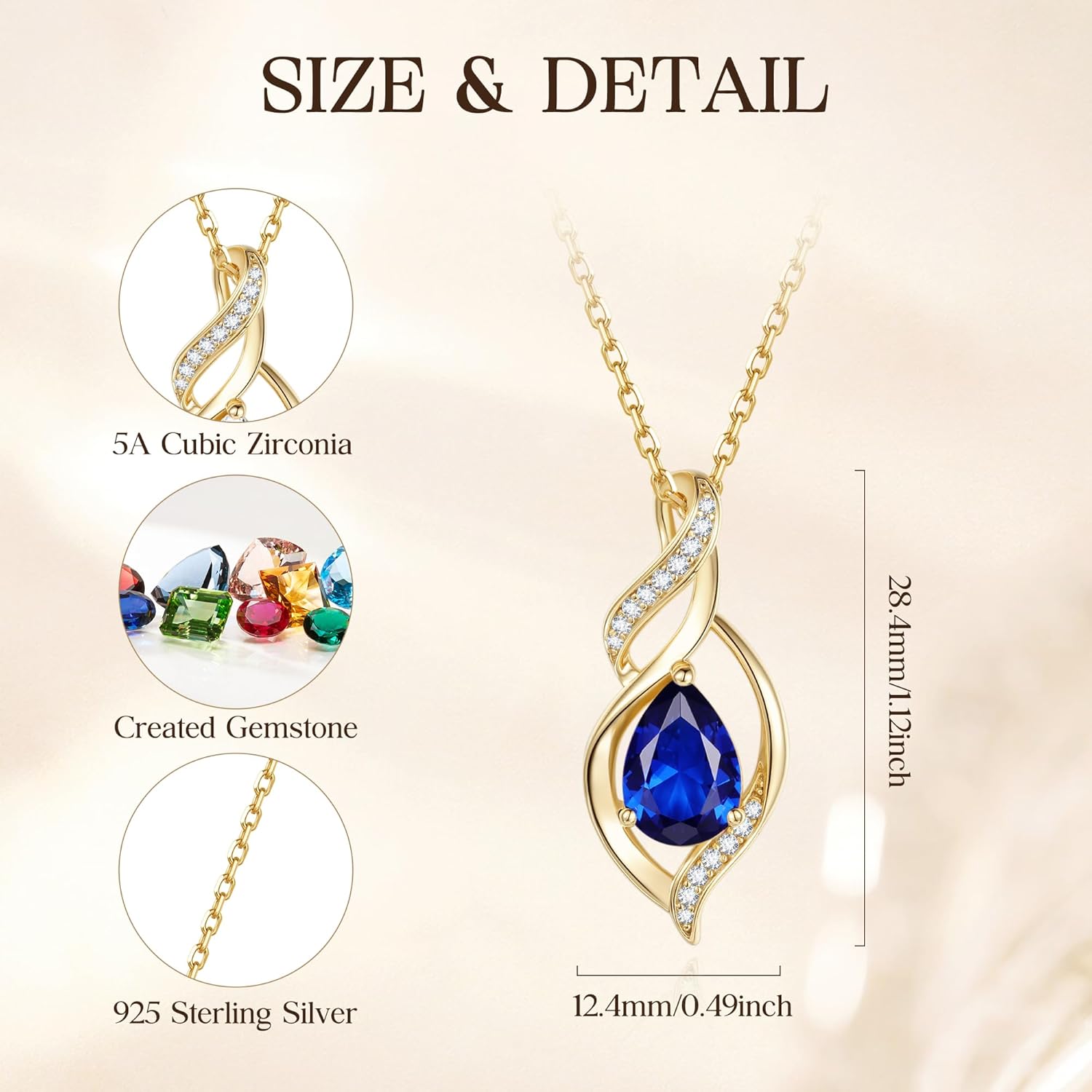 Thumbnail 1 de FANCIME Doppel Twist Unendlichkeit Birthstone Halskette aus 925 Sterling Silber – Veredelt, 40+5 cm