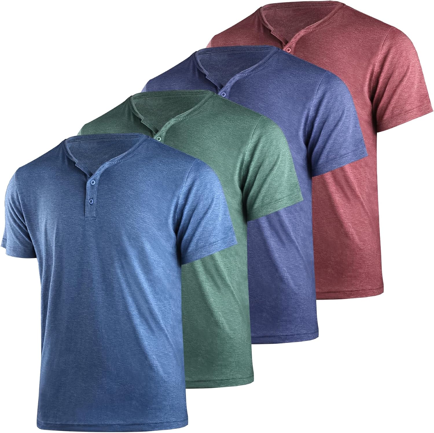 Thumbnail 5 de Liloak Henley T Shirt Mens 3 Pack / 4 Pack Short Sleeve Henley Shirt