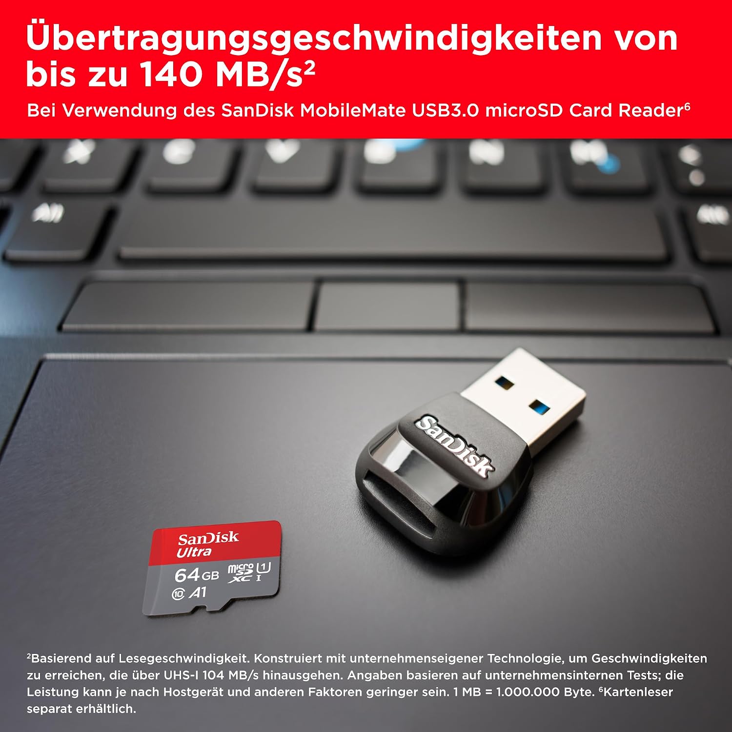 Detalle de SanDisk Ultra Android microSDXC UHS-I Speicherkarte 64 GB – Adapter inklusive