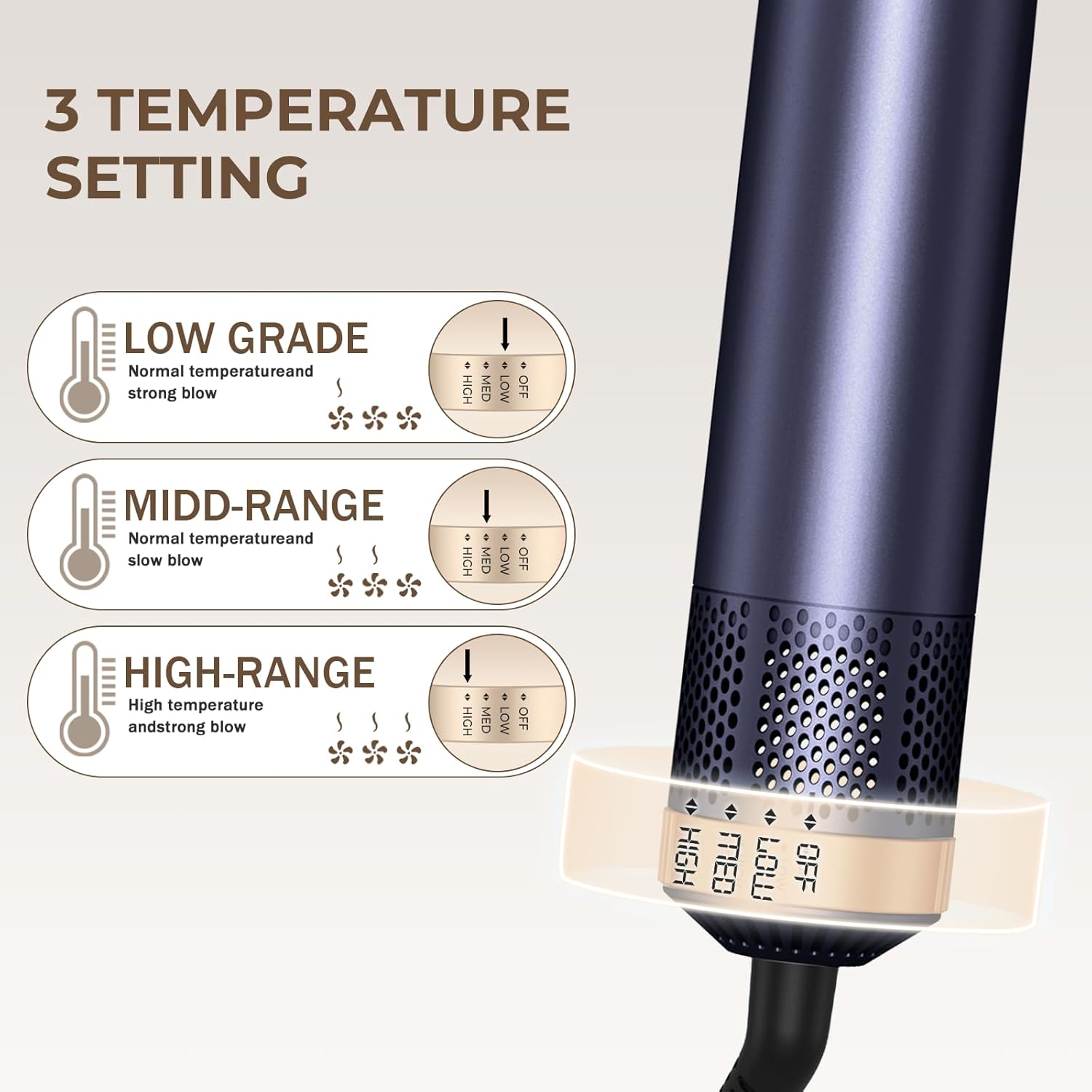 Detalle de UKLISS Set Styler per capelli 5 in 1 con airstyler, air curlers e asciugacapelli (blu)