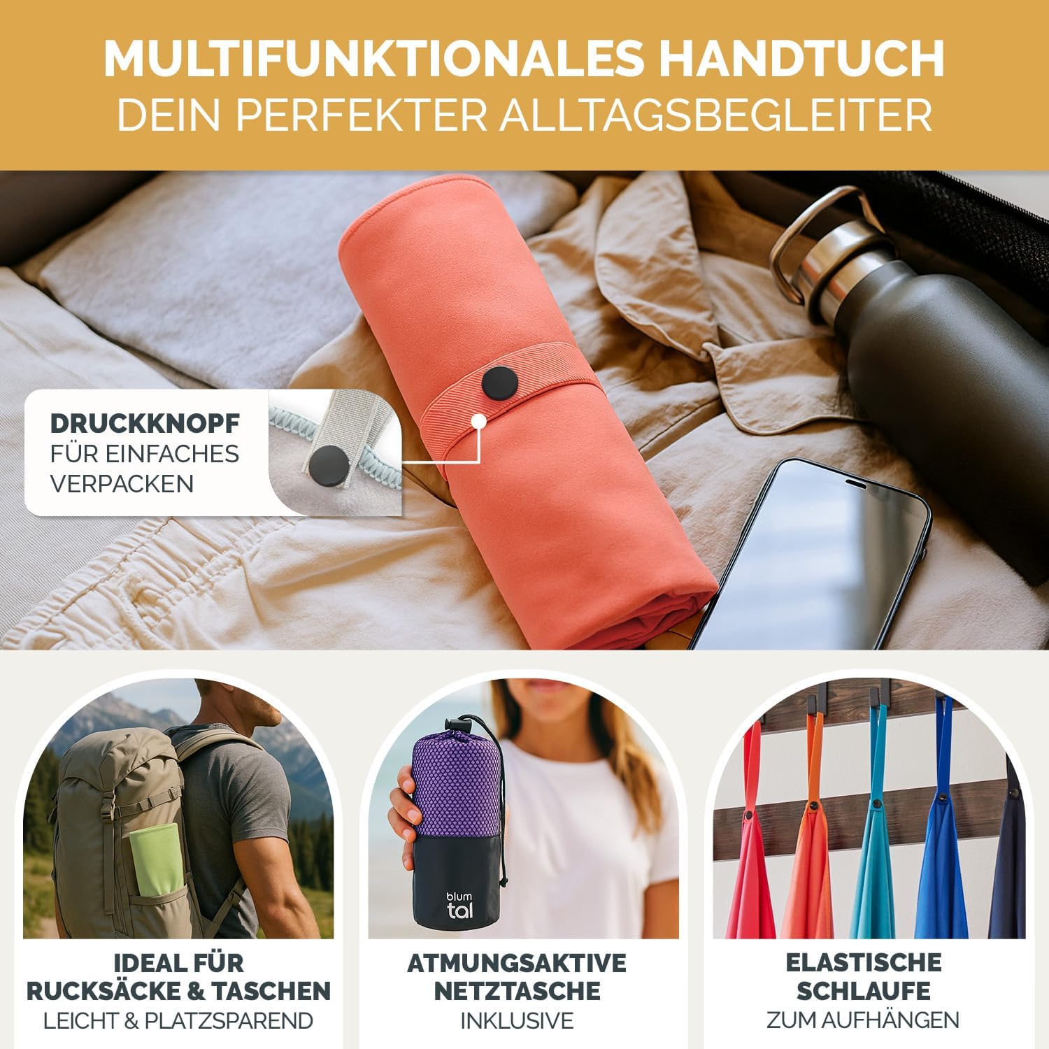 Detalle 2 de Blumtal Mikrofaser Handtuch leicht & extra saugstark – Travel Towel Petrol