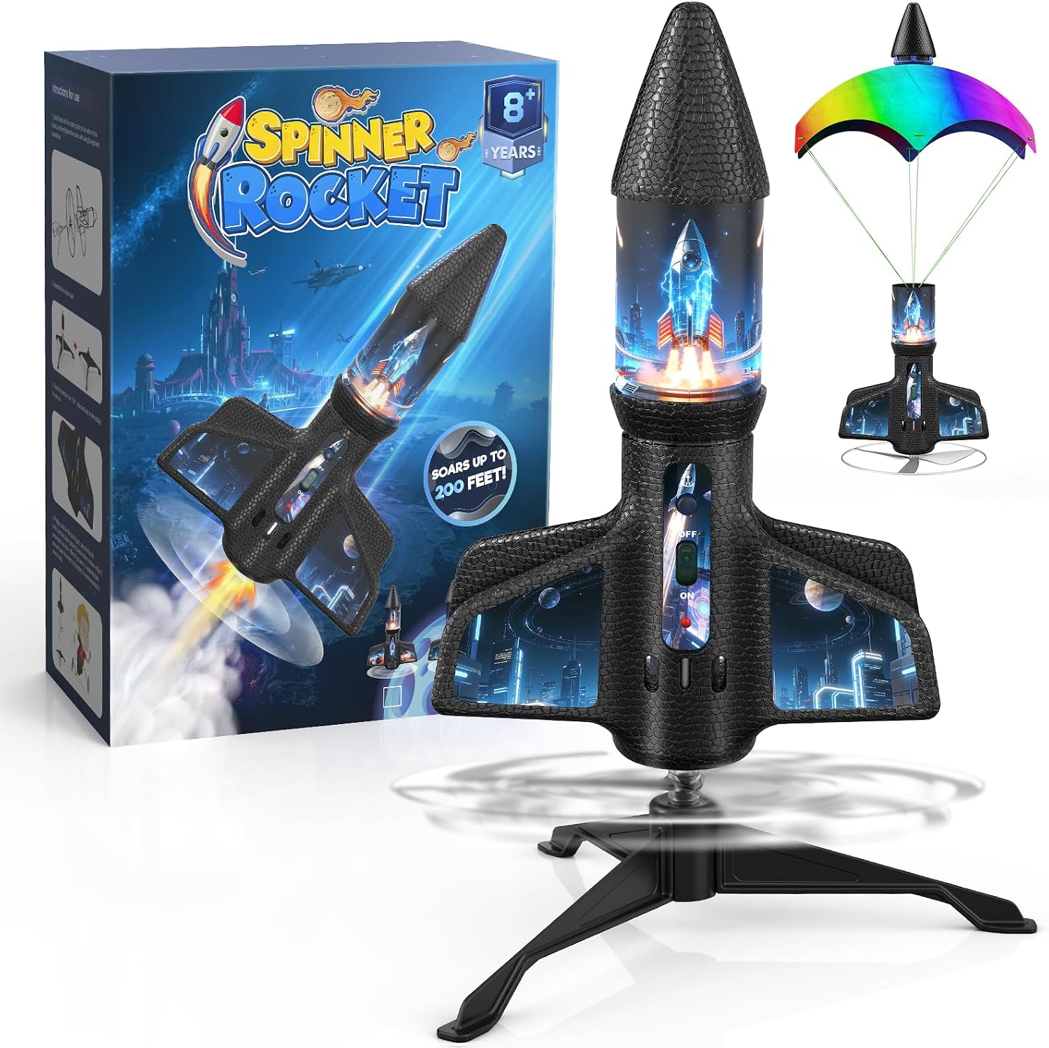 Detalle de ZeroPhear 2231A Rocket Launcher for Kids with LED, Parachute and USB Charging