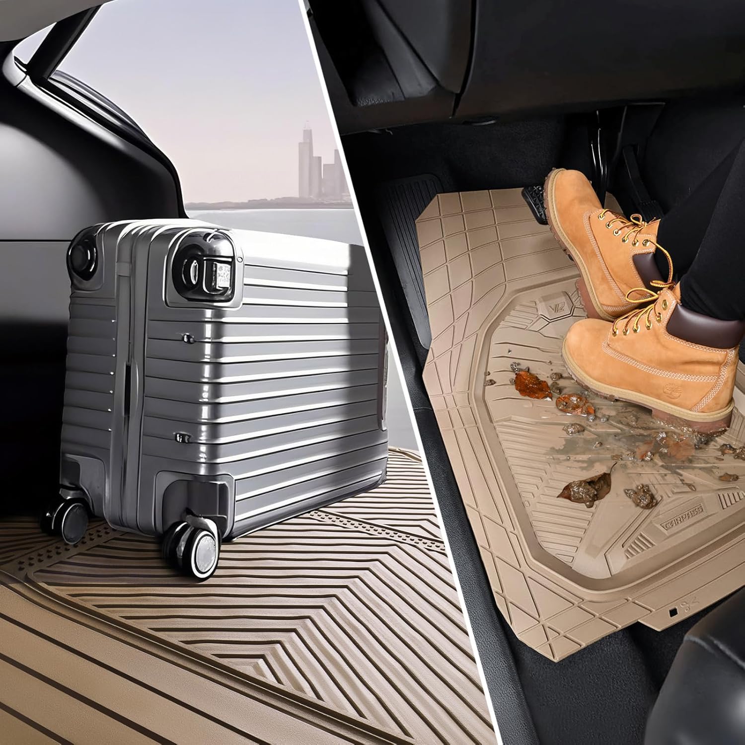 Thumbnail 5 de CAR PASS Heavy Duty Rubber Car Mats, Trimmable 1