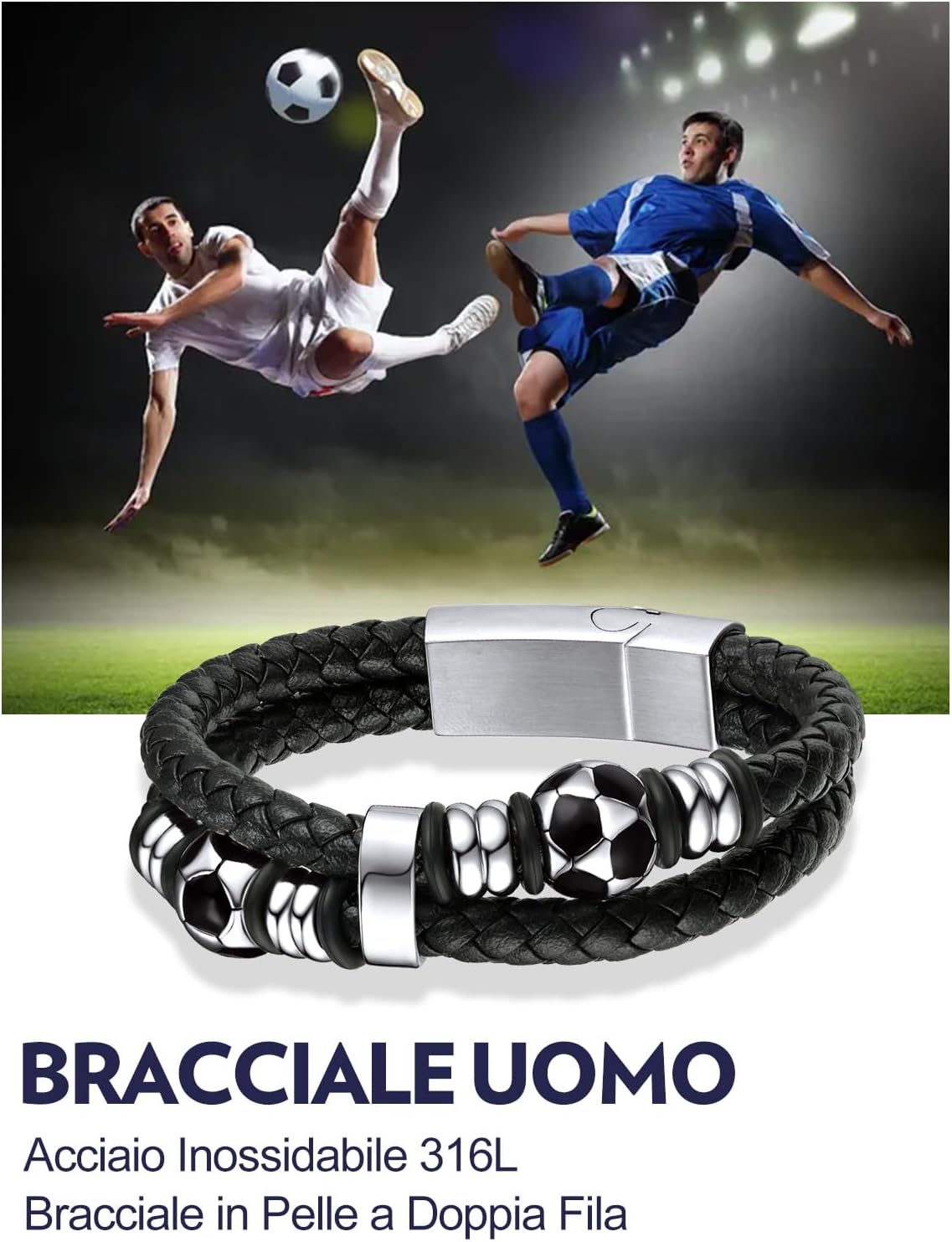 Thumbnail 5 de Bandmax Bracciale Uomo Pelle Cuoio 19 cm