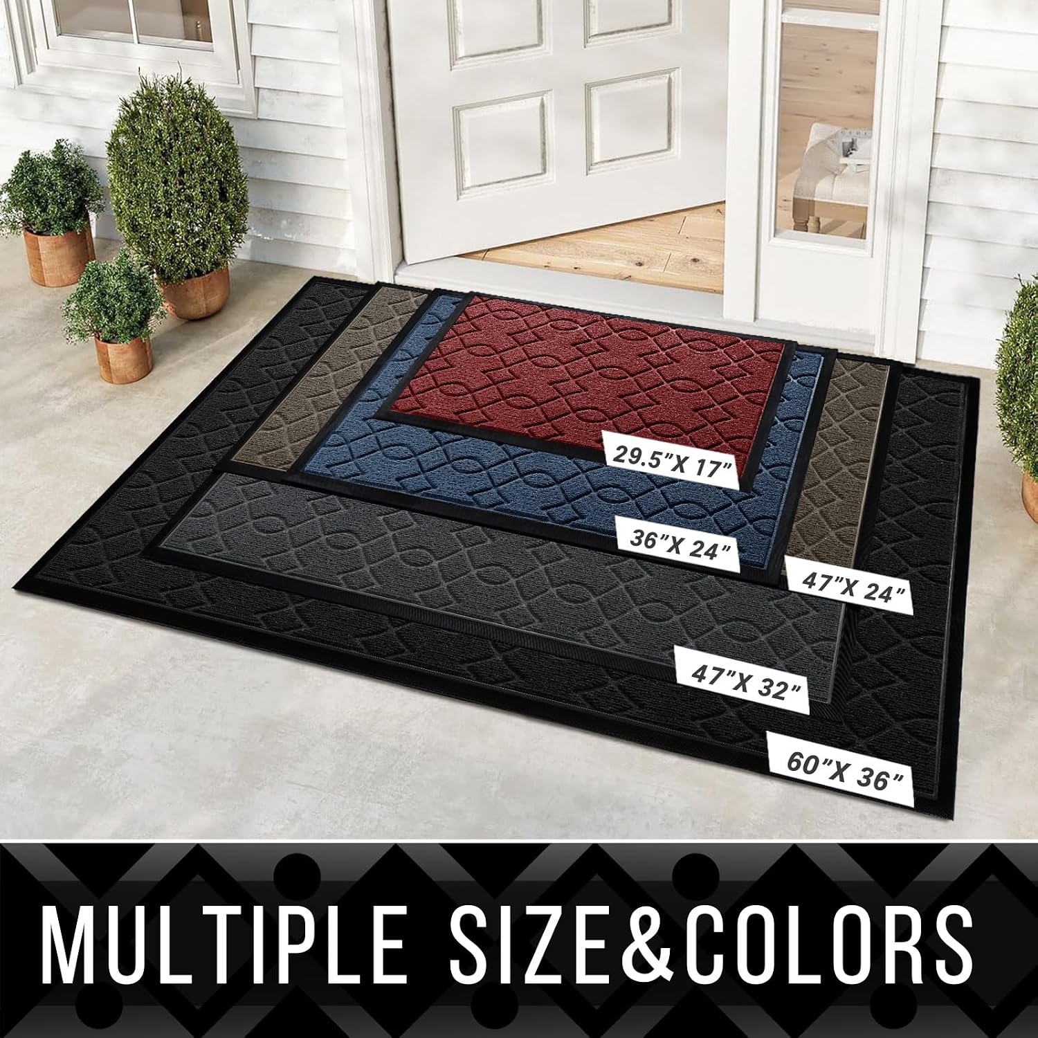 Detalle 2 de Yimobra Durable Indoor Door Mats 72x24 Polyester Runner, Black Gray