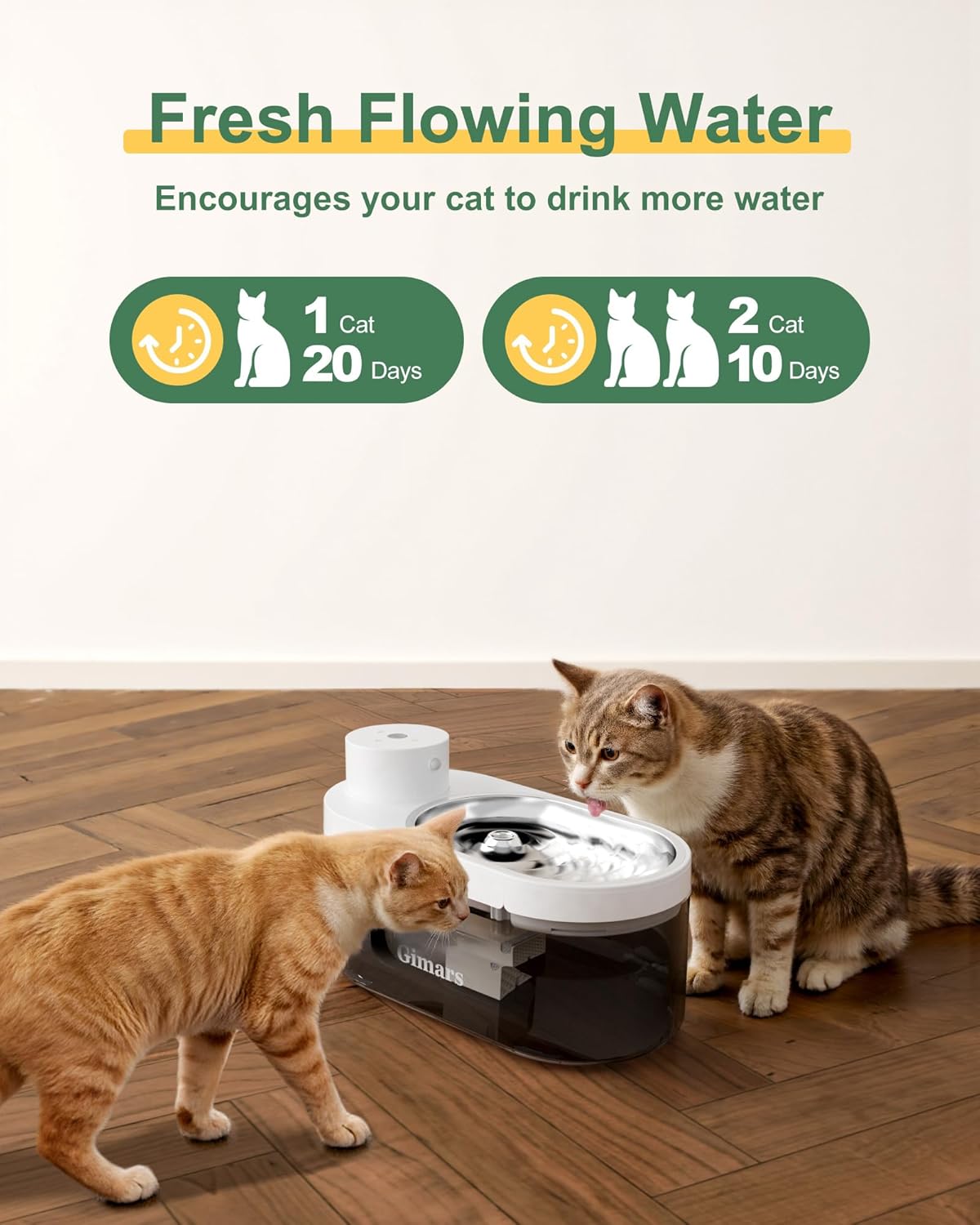Detalle 2 de Gimars 4L Fuente para Gatos Sin Cable