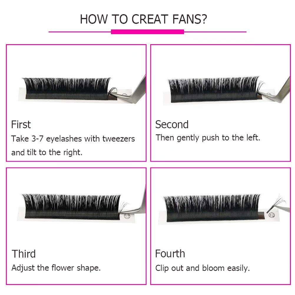 Detalle de Selbstfächernde Wimpernverlängerung FADLASH Easy Fan Lashes (0,07 mm, Curl D) – für Volumentechnik & selbst gefächerte Fans