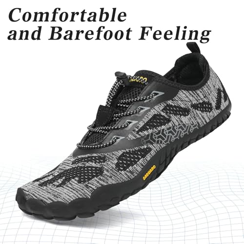 Detalle de SAGUARO Barefoot: Zapatillas de Trail Running Minimalistas para Hombre y Mujer, Ónix Negro 42 EU