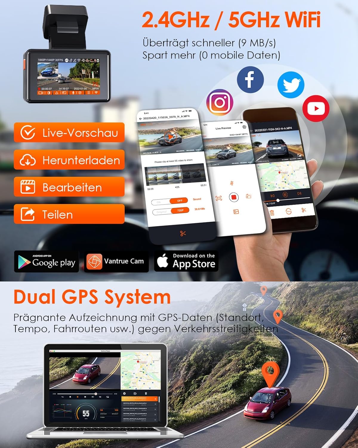 Thumbnail 3 de VANTRUE E2 dashcam 512G