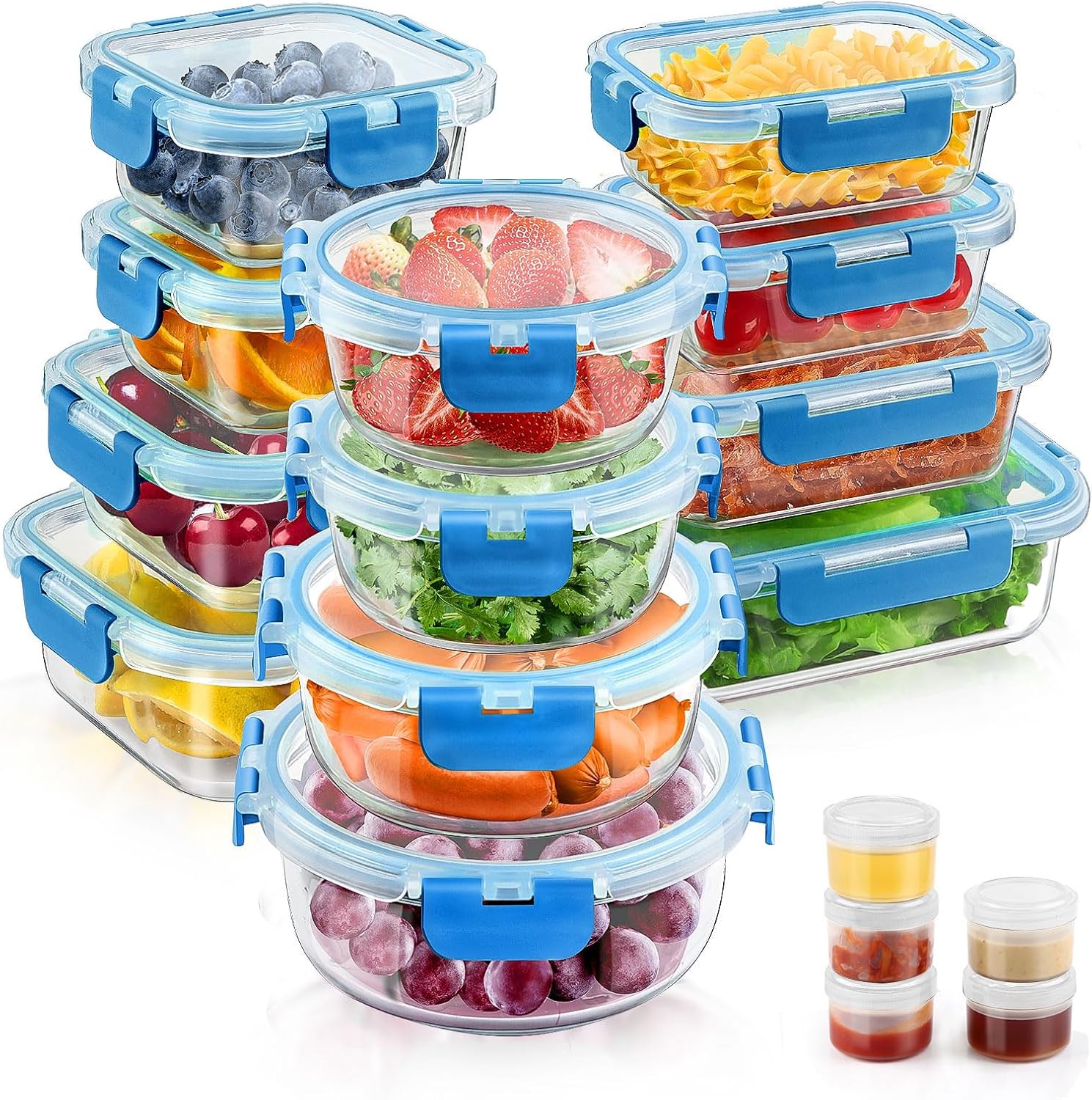 Detalle de 34-Piece Glass Food Storage Set with Lids