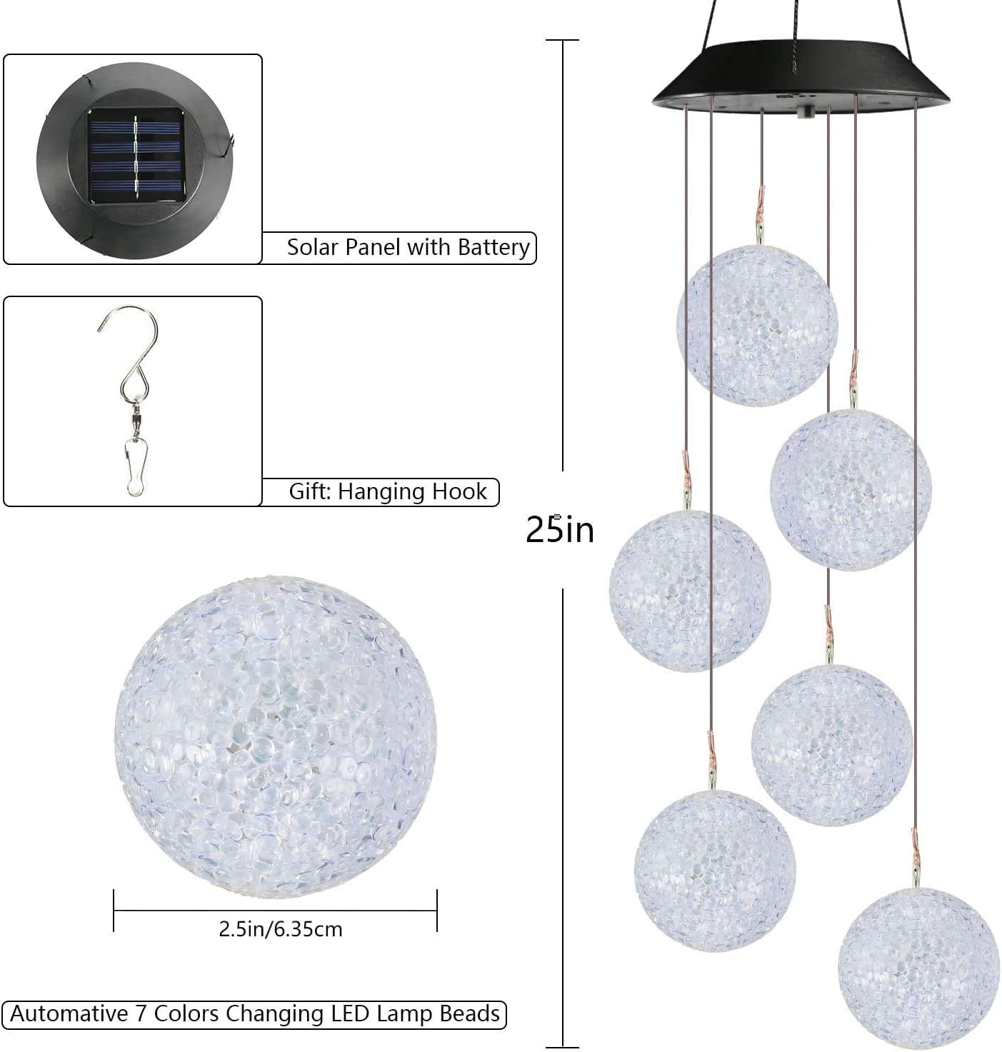 Detalle de Qedertek Windspiele für Draußen – LED-Schmetterlinge mit Solarbetrieb und Farbwechsel
