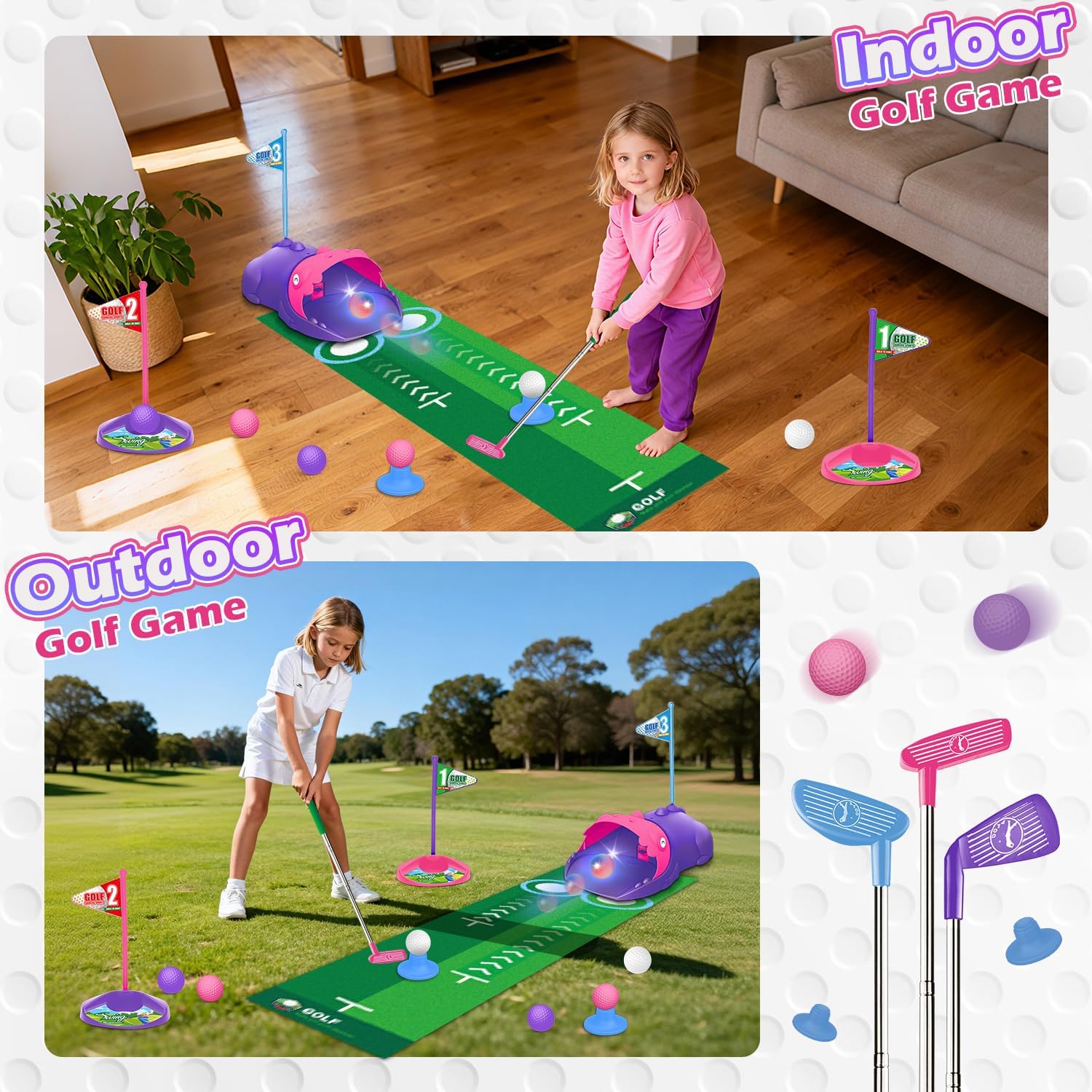 Thumbnail 3 de Clemas Upgraded Kids Toy Golf Set with Automatic Ball Returner (Pink) for Ages 3+