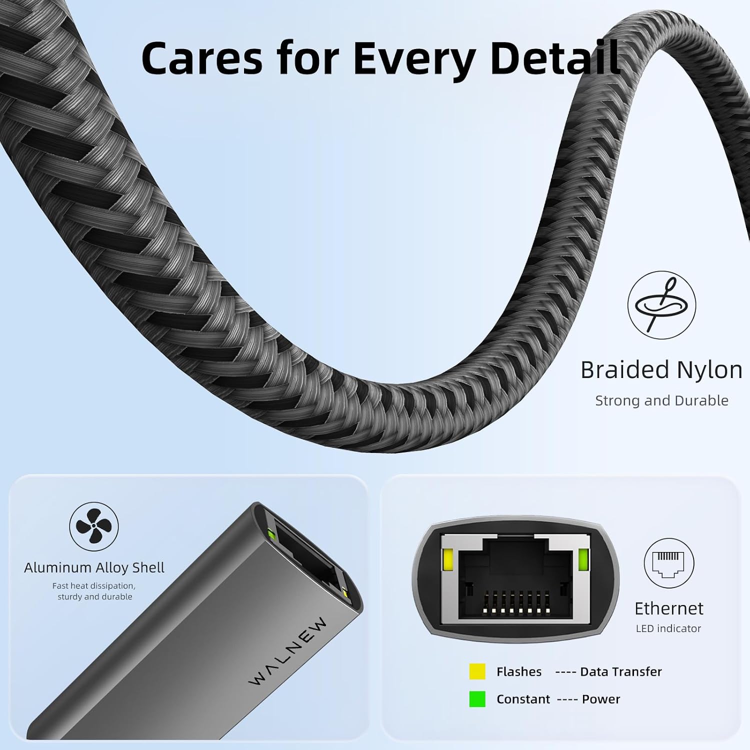 Thumbnail 3 de WALNEW USB 3.0 Ethernet Adapter — 1Gbps USB to RJ45 Network Adaptor for Mac, Windows, and Chrome OS