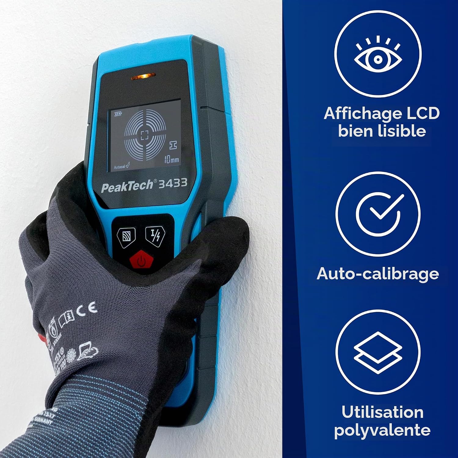 Detalle 2 de PeakTech P 3433 digitale wandscanner met detectiediepte van 20–120 mm
