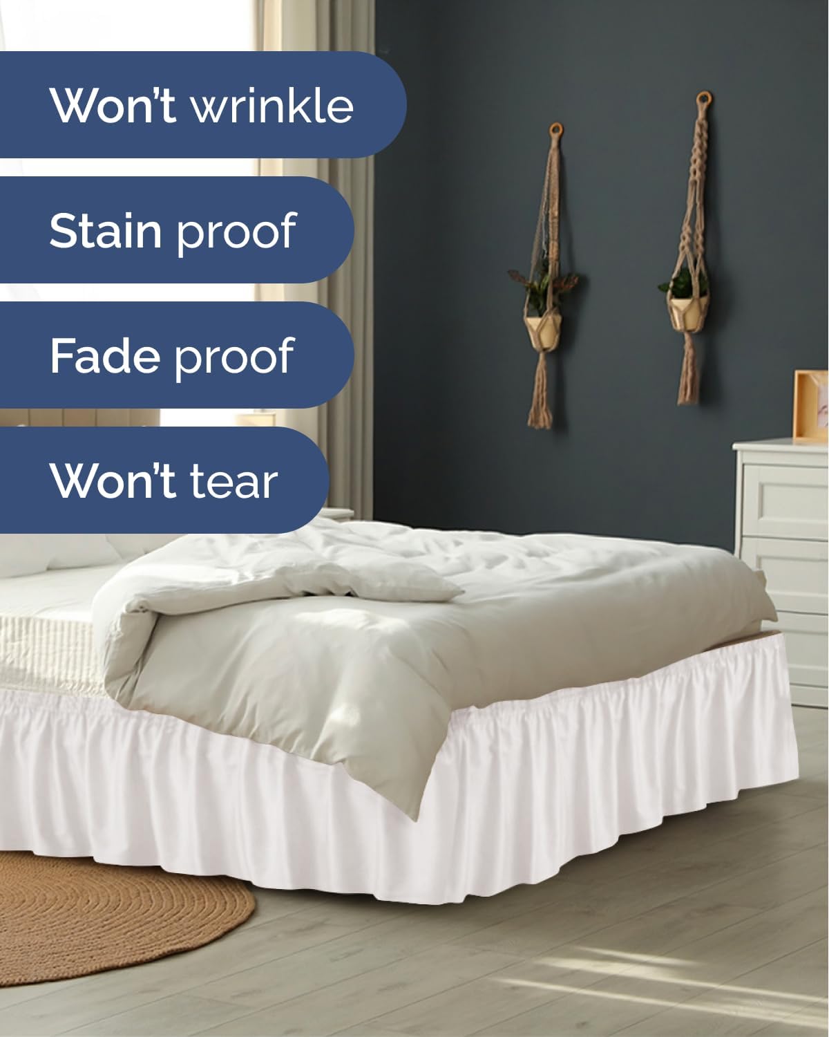 Detalle 1 de Wrap Around Dust Ruffle Bed Skirt 15 Inch