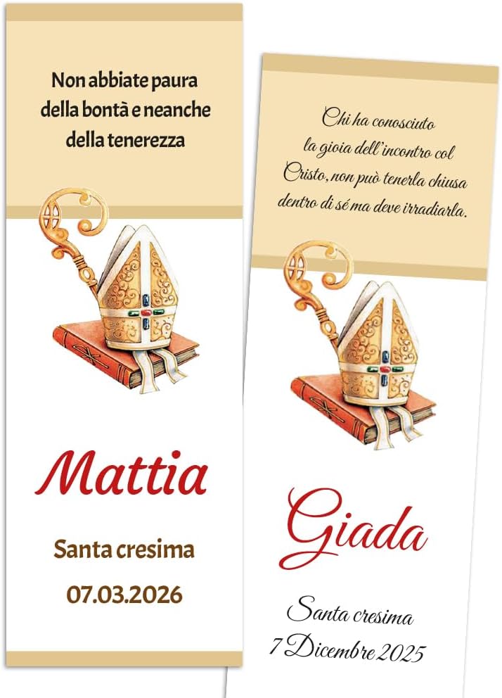 Cormar BIGLIETTINO BOMBONIERA BATTESIMO PERSONALIZZATO SEGNAPOSTO 15 PEZZI – Idea originale per ricordo