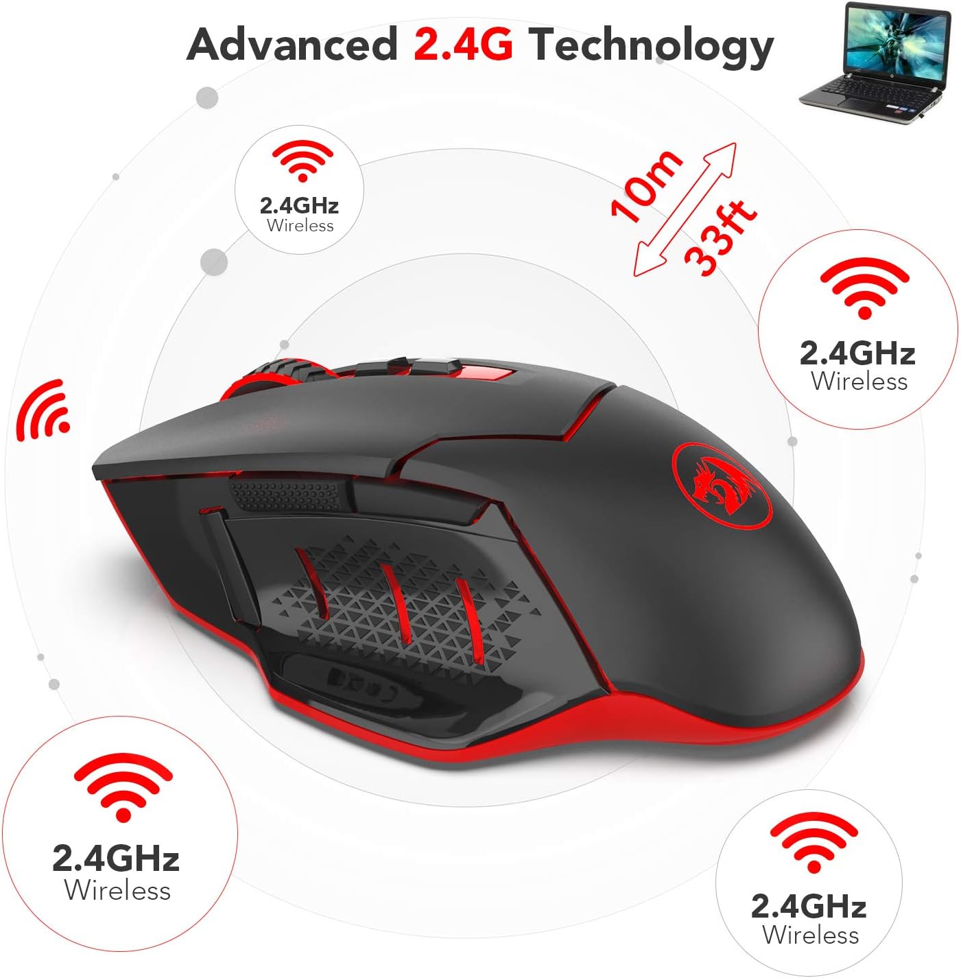 Thumbnail 3 de Redragon M690-1 Wireless Gaming Mouse (2.4 GHz) with DPI Shifting and Ergonomic Design