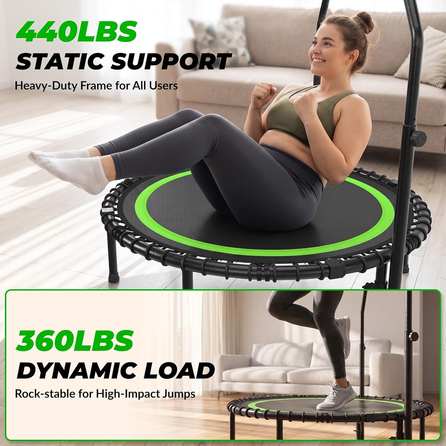 Detalle 1 de ACWARM HOME R03VC-AC-FT401-A-GN 40-Inch Rebounder with Bungee Cords