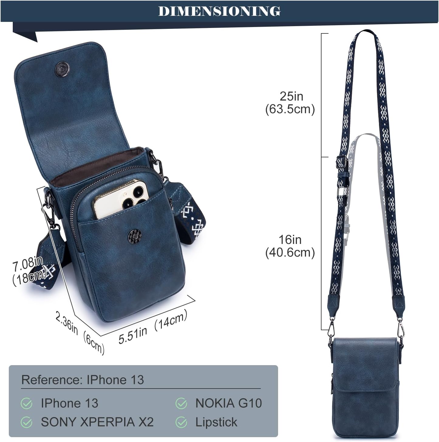 Detalle 2 de MUIIKOLA Small Phone Shoulder Bag: PU Leather Crossbody with RFID and Wide Adjustable Strap