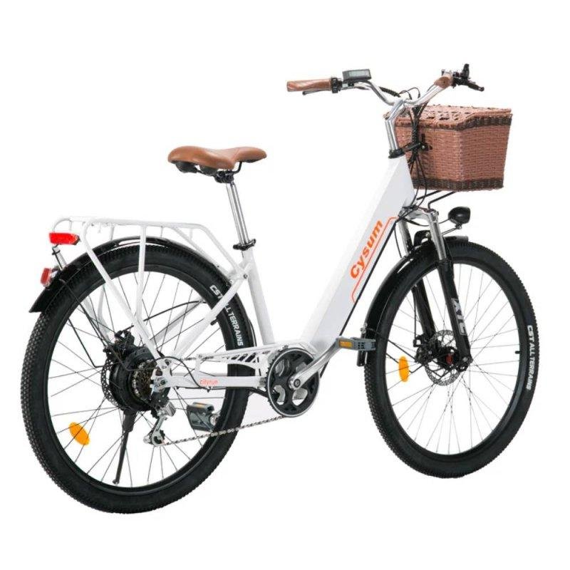 Detalle 2 de Bicicleta Eléctrica Cysum Cityrun-26 250W 36V 10Ah 26" Blanco