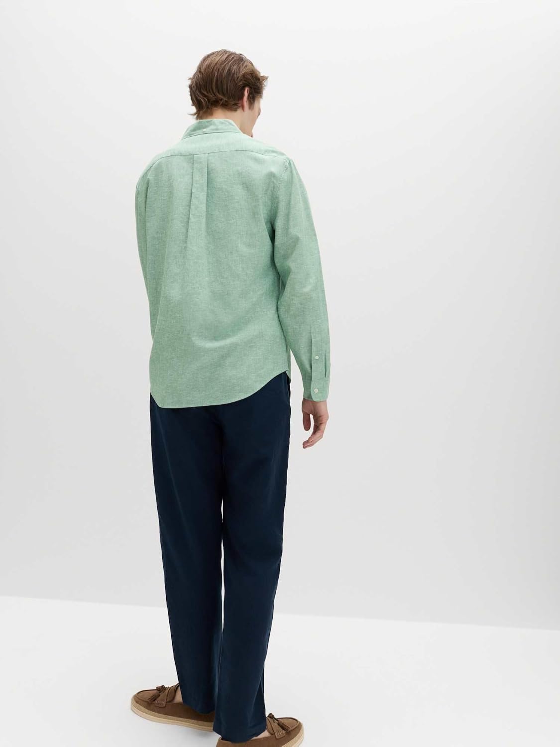 Detalle 1 de Marks & Spencer herenoverhemd van katoen-linnenmix, regular fit, knoopsluiting