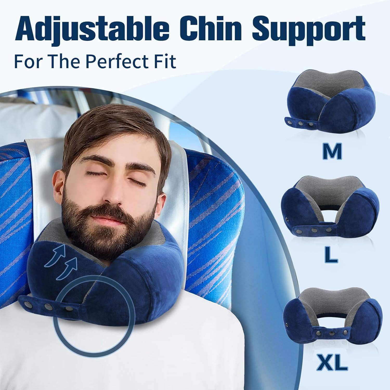 Thumbnail 1 de Cirold Nackenkissen Flugzeug – Verstellbares Memory Foam Reisekissen mit Ohrstöpseln, Augenmaske und Tragetasche
