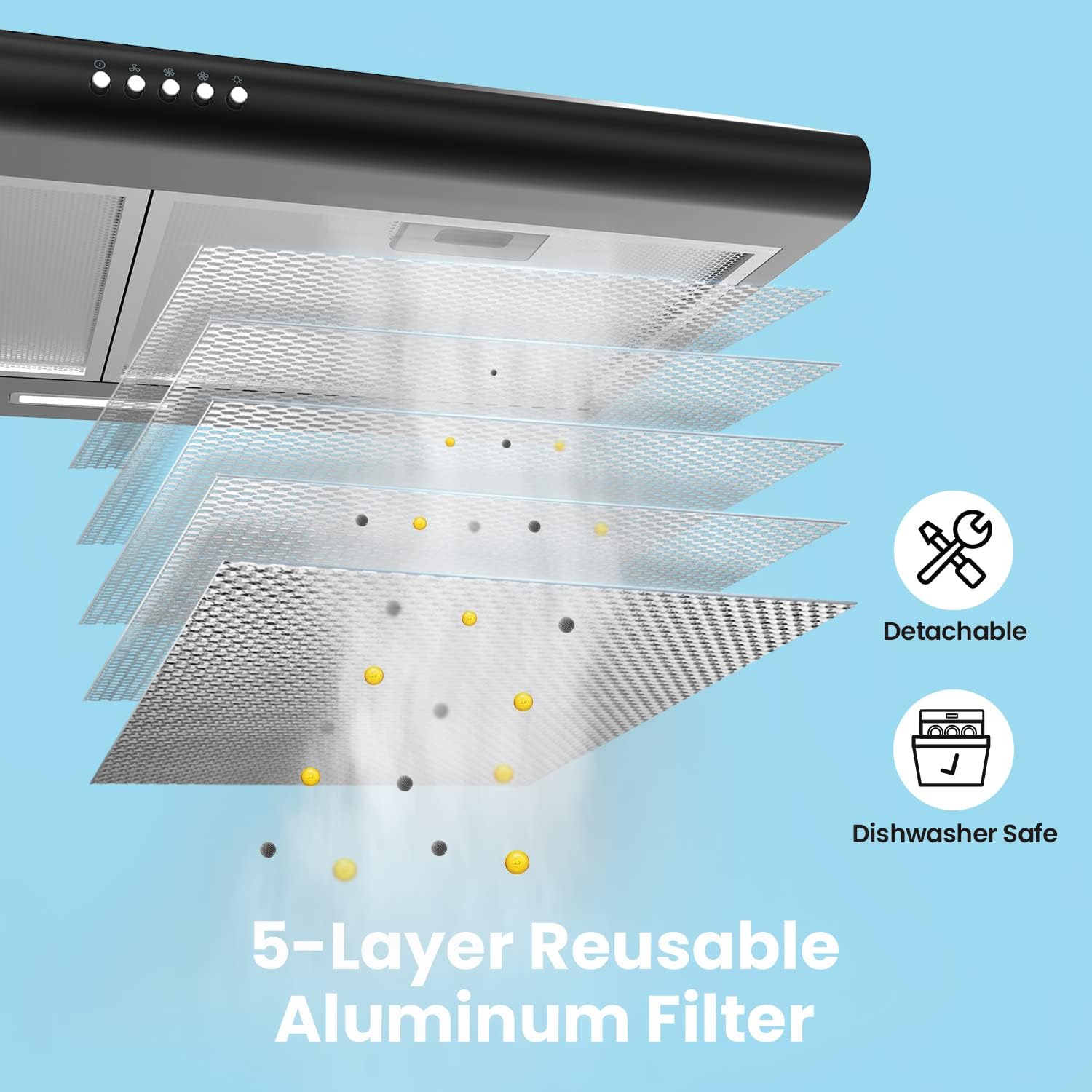 Thumbnail 6 de COMFEE' CVU30W4ABB 30-Inch Under-Cabinet Range Hood, Convertible, 3-Speed