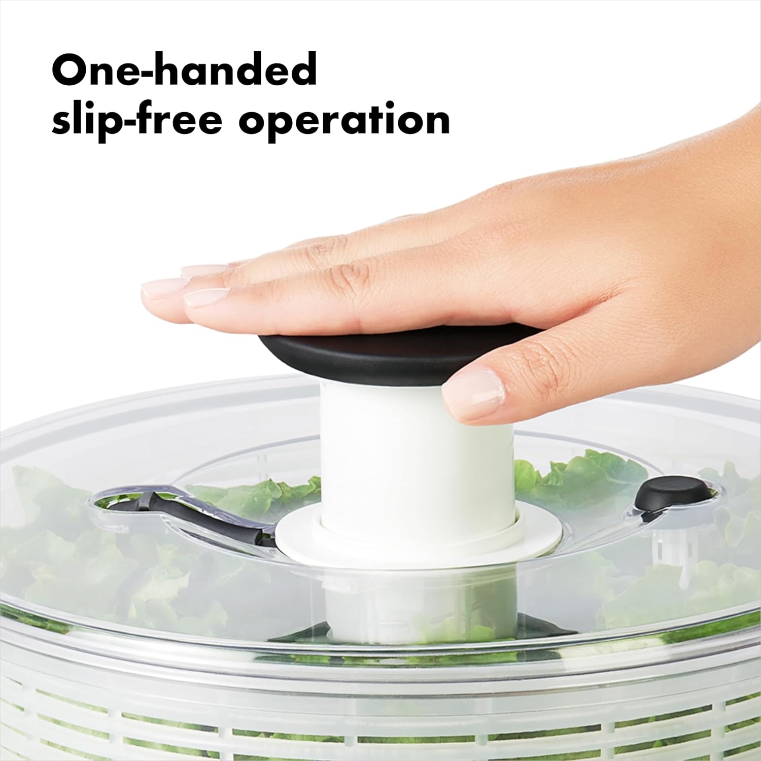 Detalle de OXO Good Grips Salatschleuder mit Sieb und Deckel – zum Waschen und Trocknen von Salat