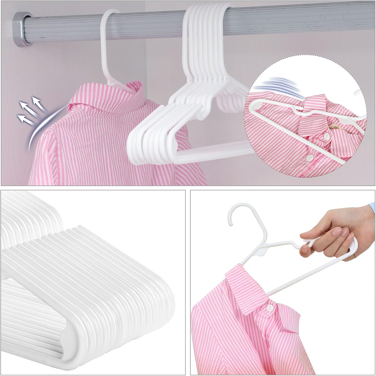Detalle 2 de SONGMICS BODIE CRP06W-30 Kids’ Clothes Hangers, White, Slim, Pack of 30