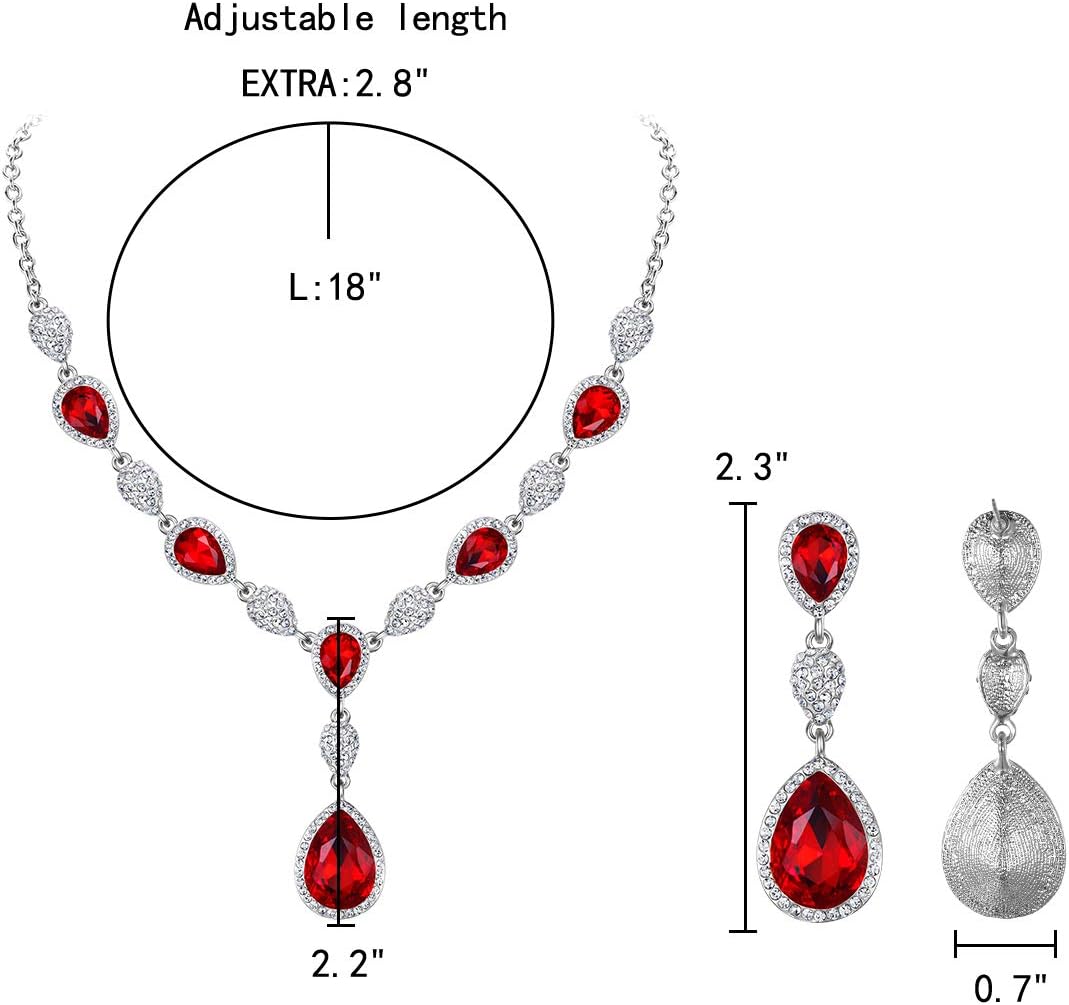 Detalle de Clearine Parure de bijoux femme : collier, boucles d’oreilles et bracelet en cristal transparent argenté
