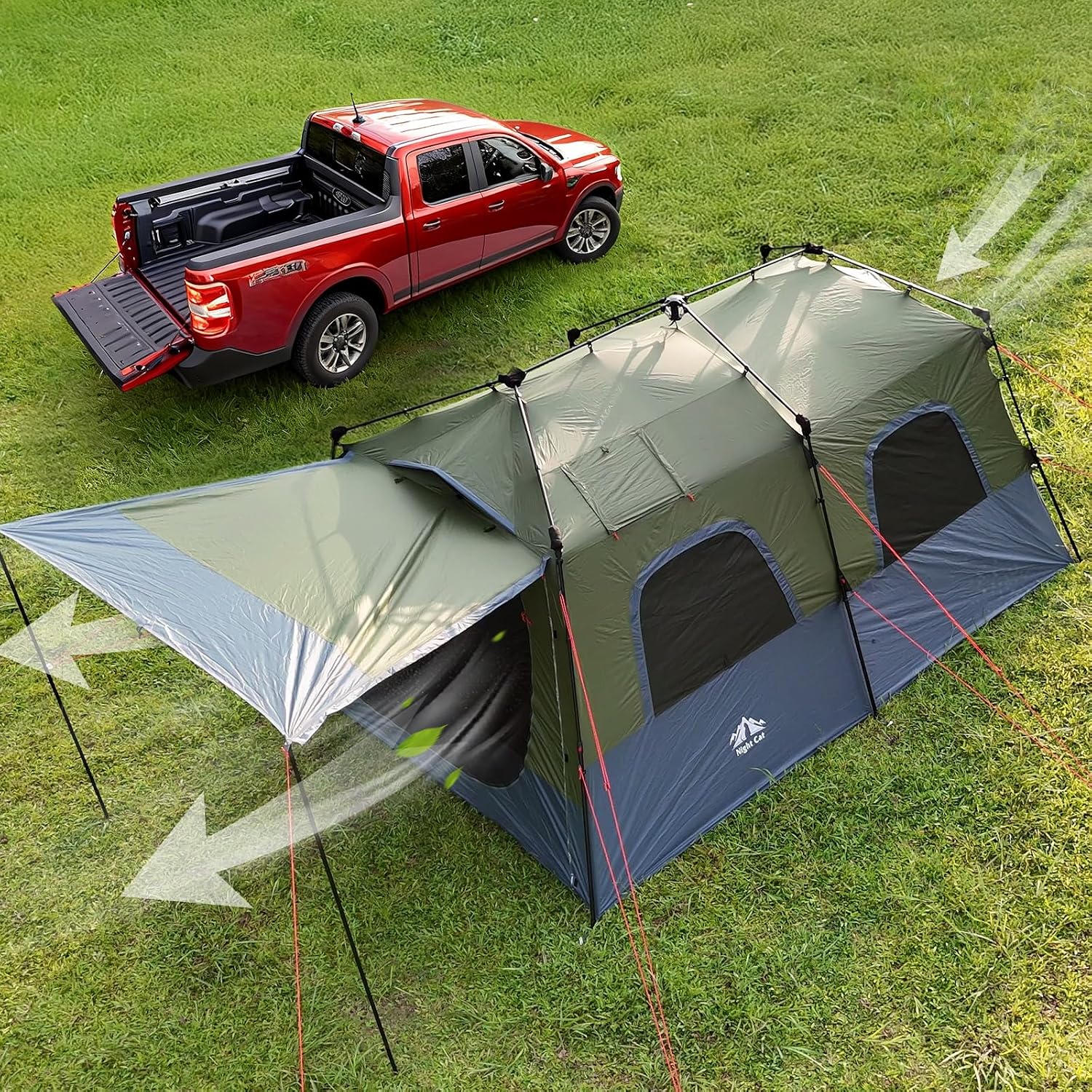 Detalle de Night Cat Pop Up Family Tent for 8 – Waterproof 2-Bedroom Cabin Tent
