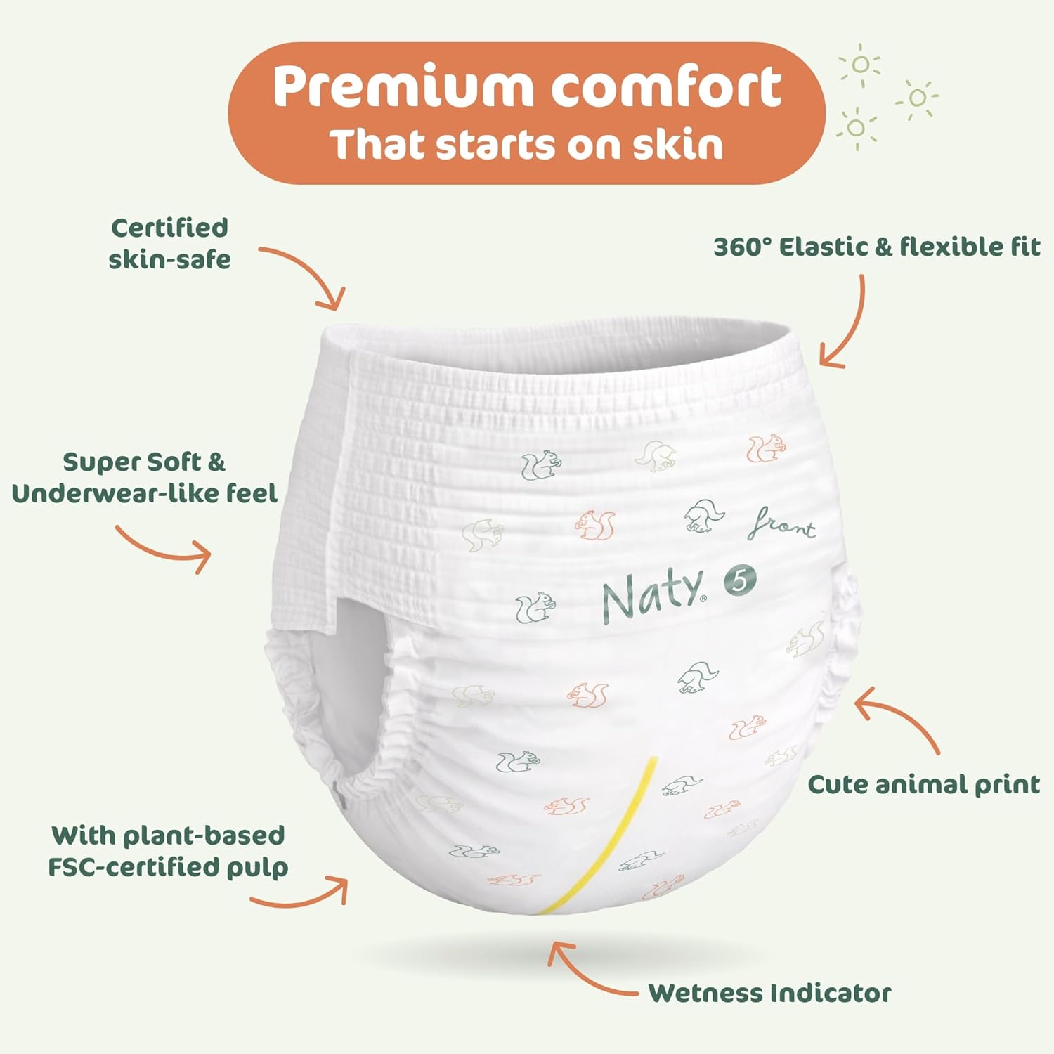 Thumbnail 6 de Naty FreeMovers Nappy Pants -Sensitive Skin, Potty Training Pants Size 5 (12–18 kg) – 80 Count