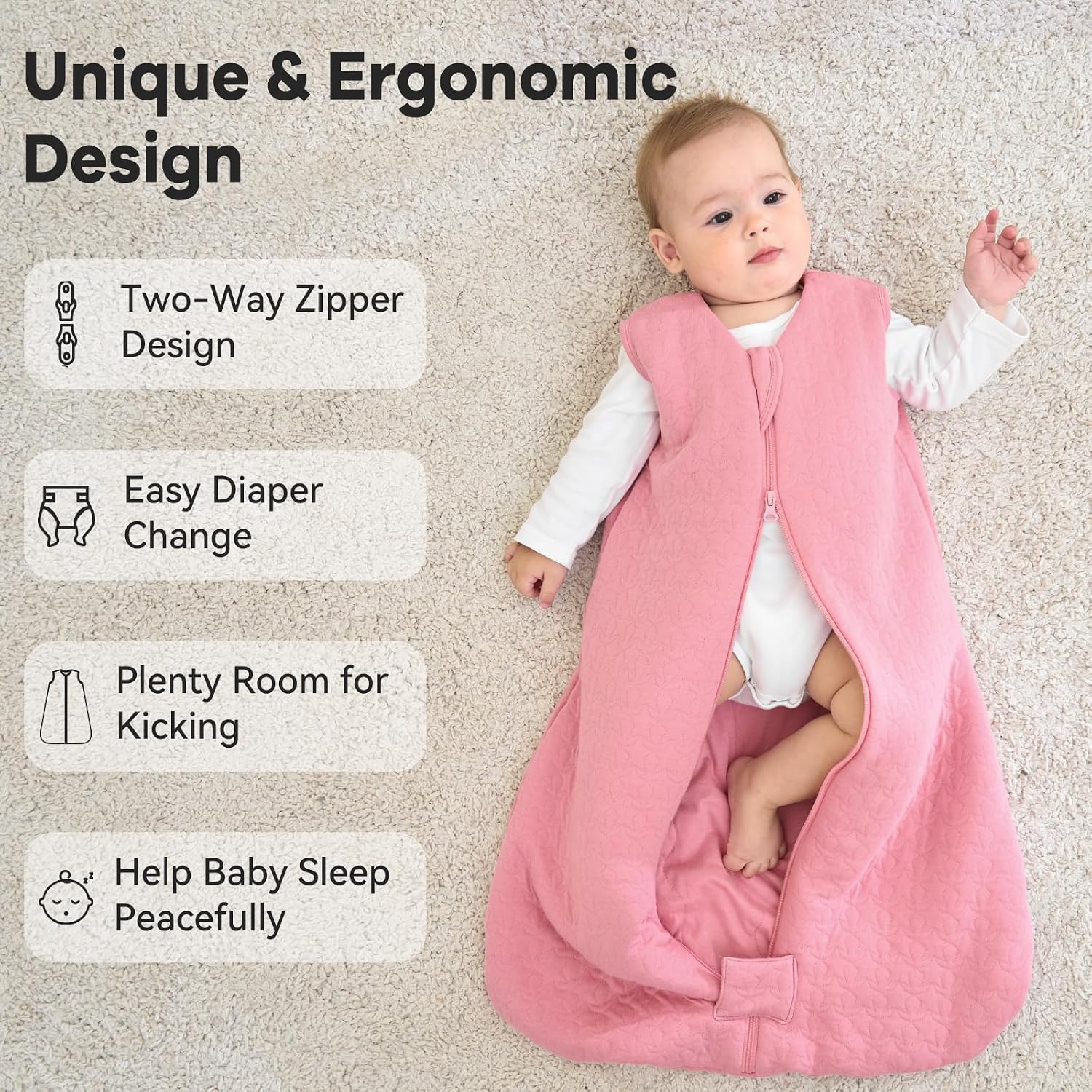 Detalle de Unnivoll Schlafsack Baby Winter 2,5 Tog – 90 cm, 0–24 Monate