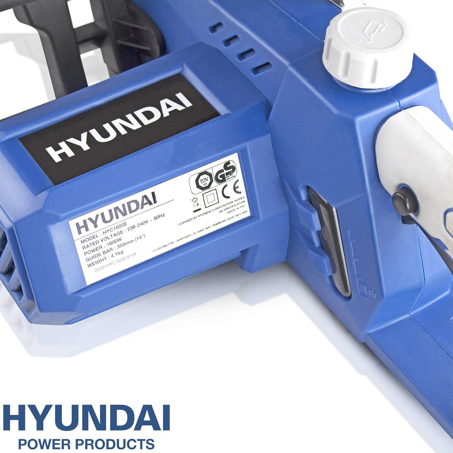 Thumbnail 6 de Hyundai 1600W 14" Electric Chainsaw (35cm) – 230V corded chainsaw with automatic chain lubrication & 3m cable