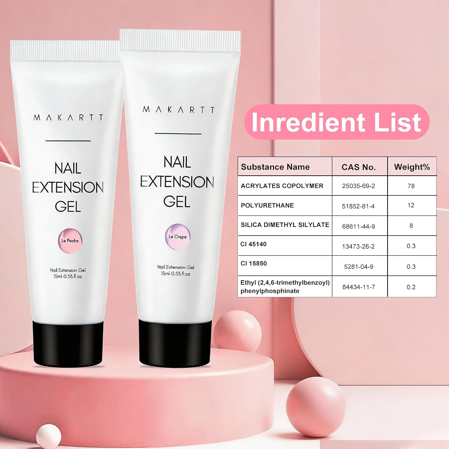 Detalle de Makartt Poly Nagel Gel Starter Set – 6 Farben Classic Builder für Nagelverlängerung