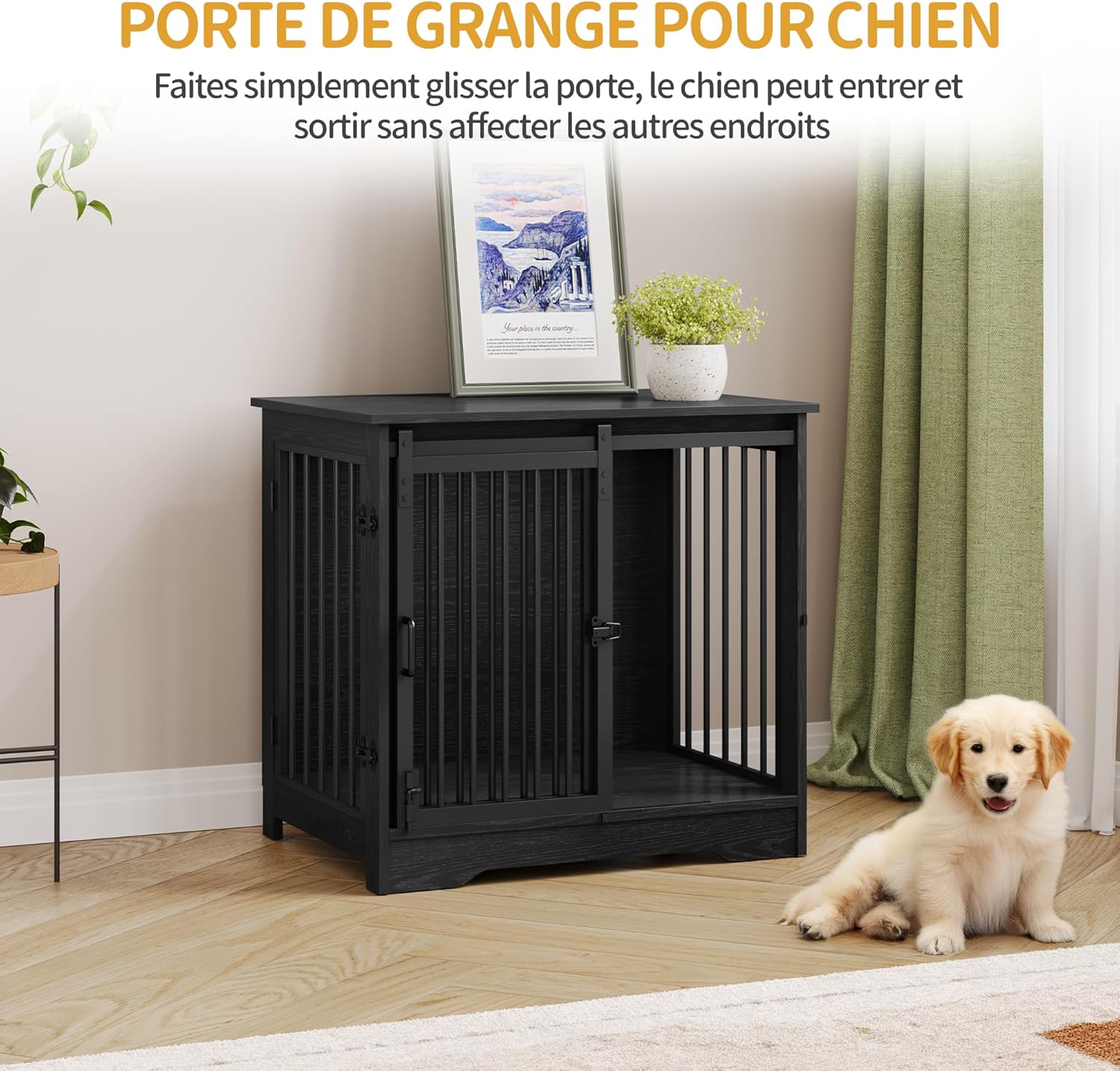 Detalle de Hzuaneri Cage pour Chiens 69 cm — Table d’appoint et niche moderne pour petits chiens