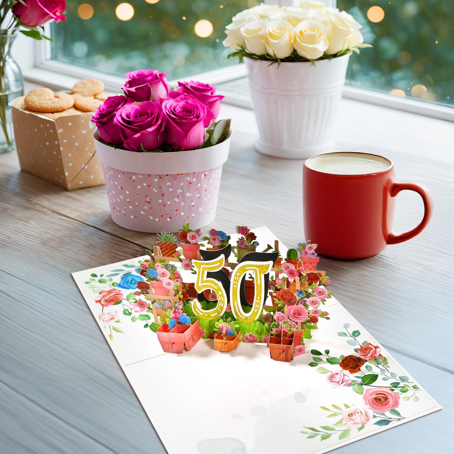 Thumbnail 4 de 3D Pop-Up Karte 50 Jahre mit Gartenmotiv