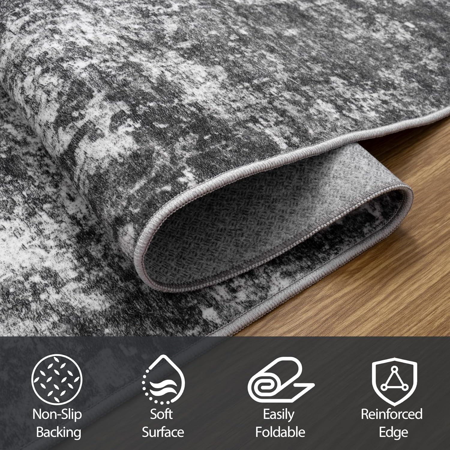 Thumbnail 2 de 8x10 Washable Abstract Area Rug for Living Room and More
