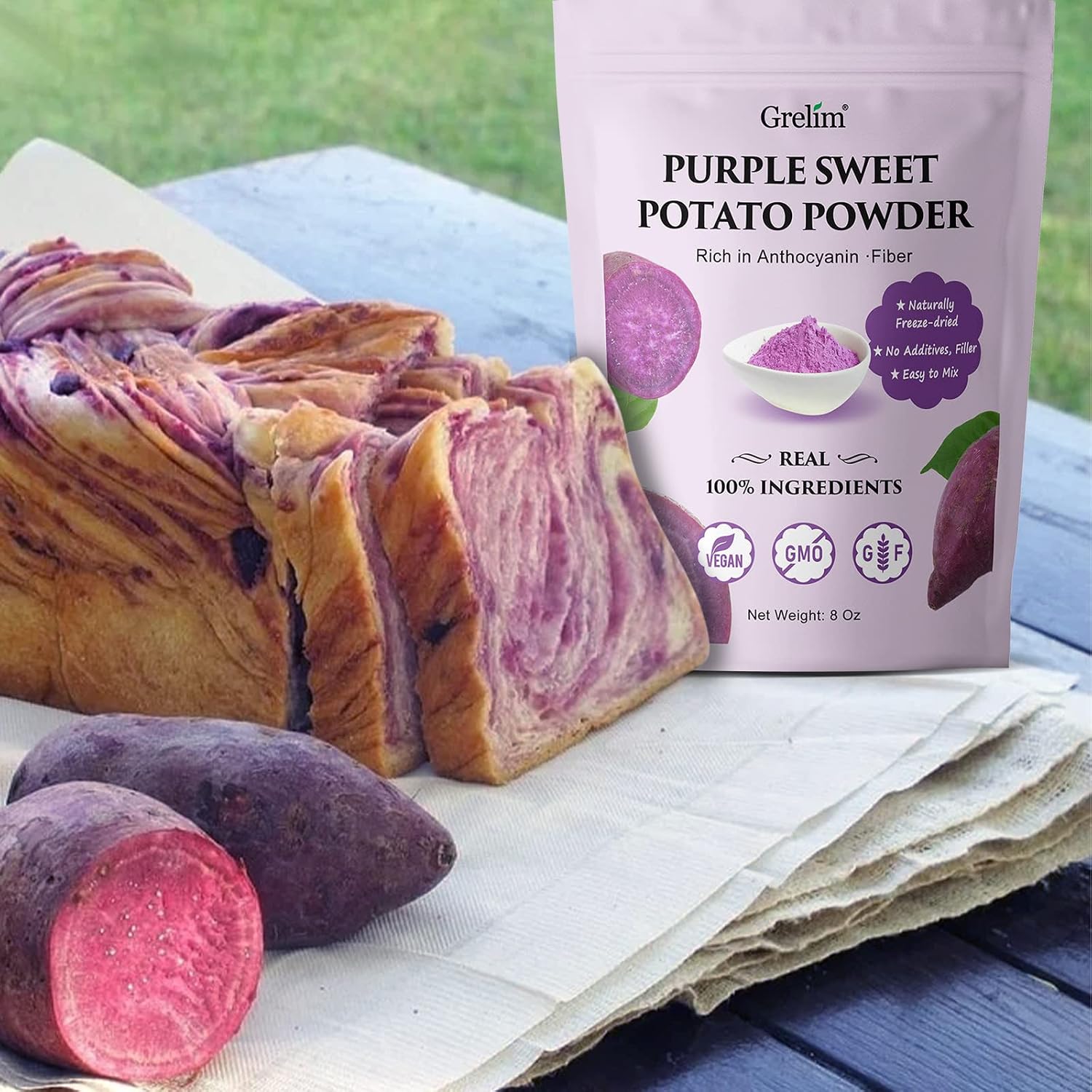 Thumbnail 5 de Grelim Purple Sweet Potato Powder, 8 oz, Freeze-Dried, Vegan, Gluten-Free