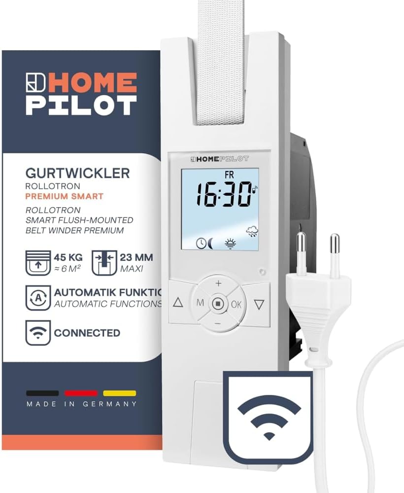HOMEPILOT Avvolgitore RolloTron Premium Smart con controllo tapparelle a cinghia, trazione 45 kg