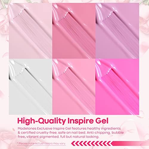 Detalle 2 de modelones Nude Gel Nail Polish Set, 6 Colors Including Baby Pink and White